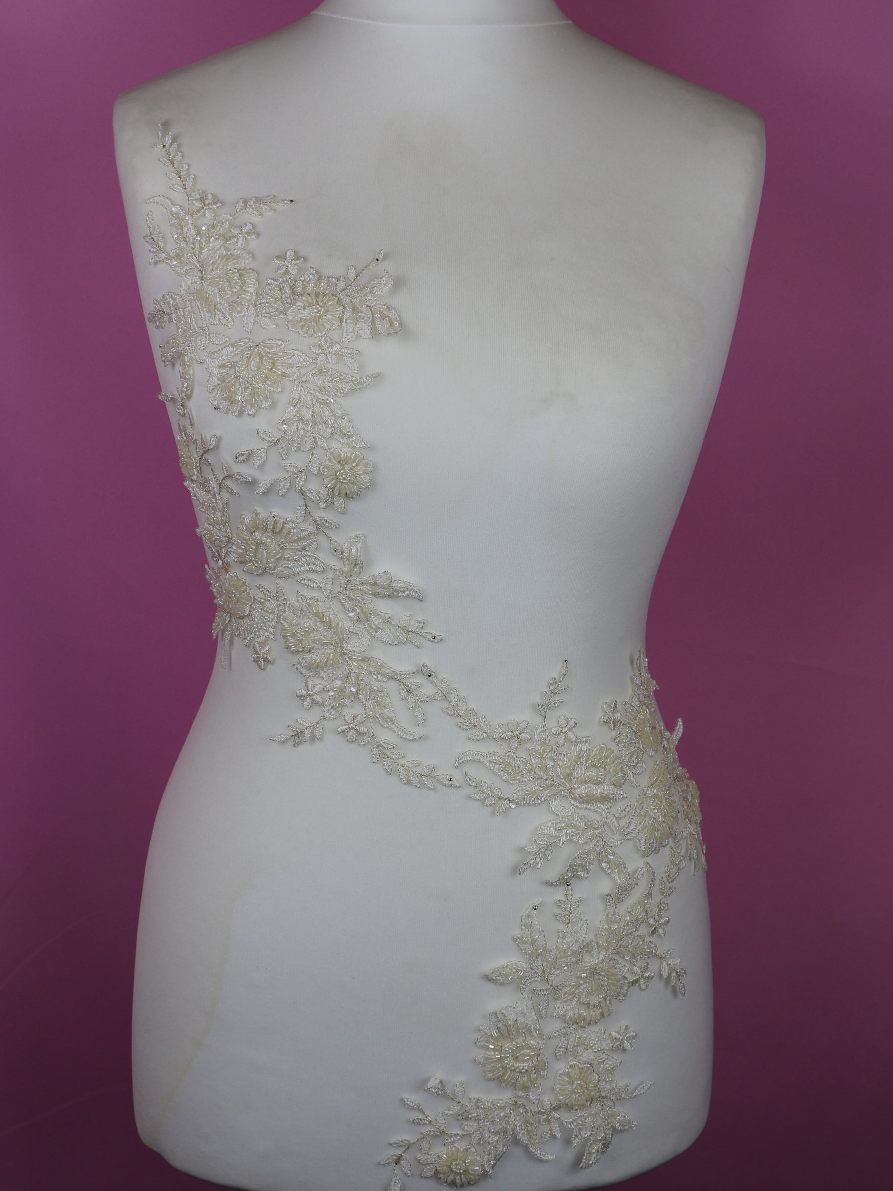 Ivory Beaded Lace Appliques - Nicole