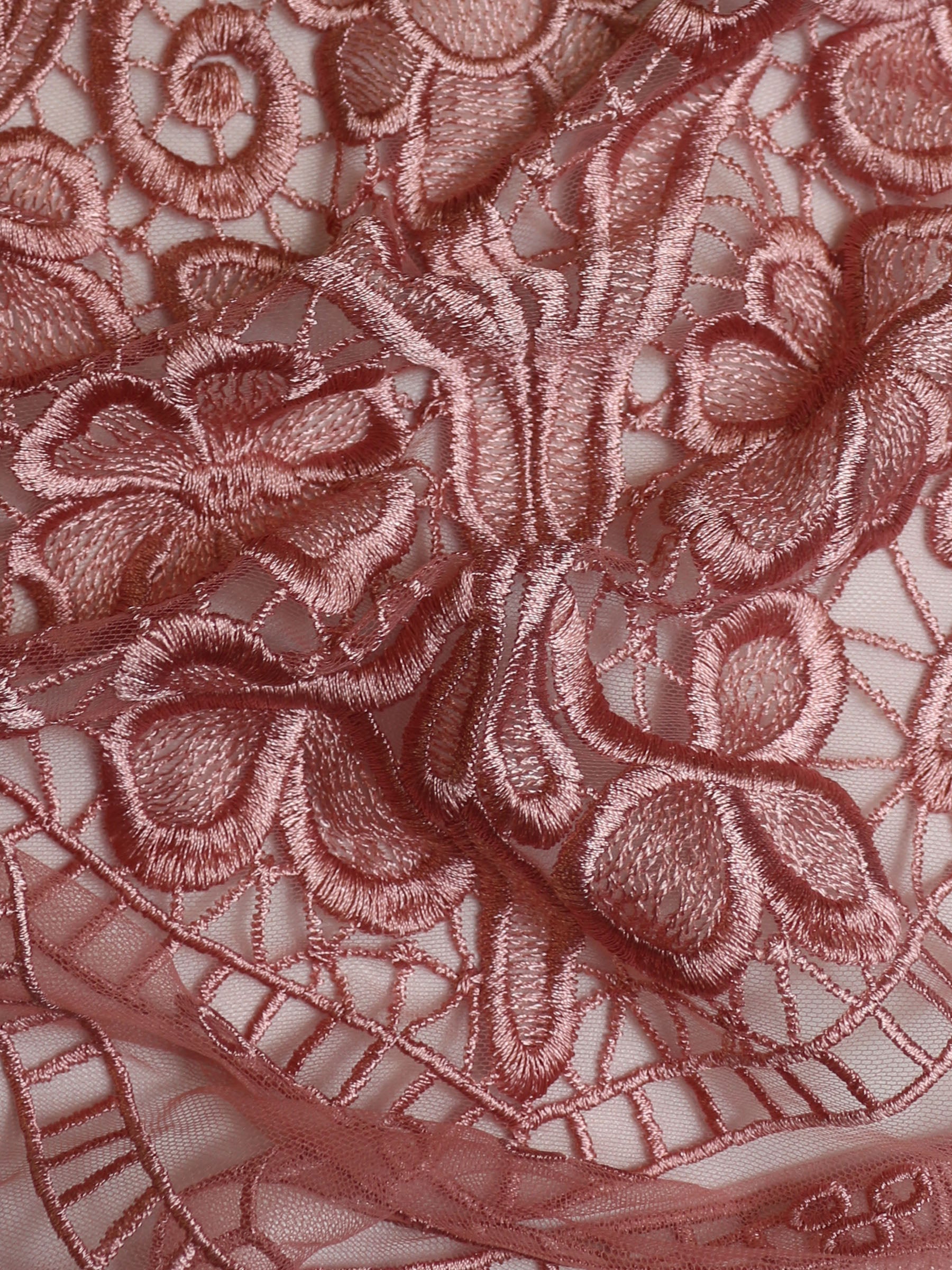 Dusky Pink Embroidered Lace - Nyla