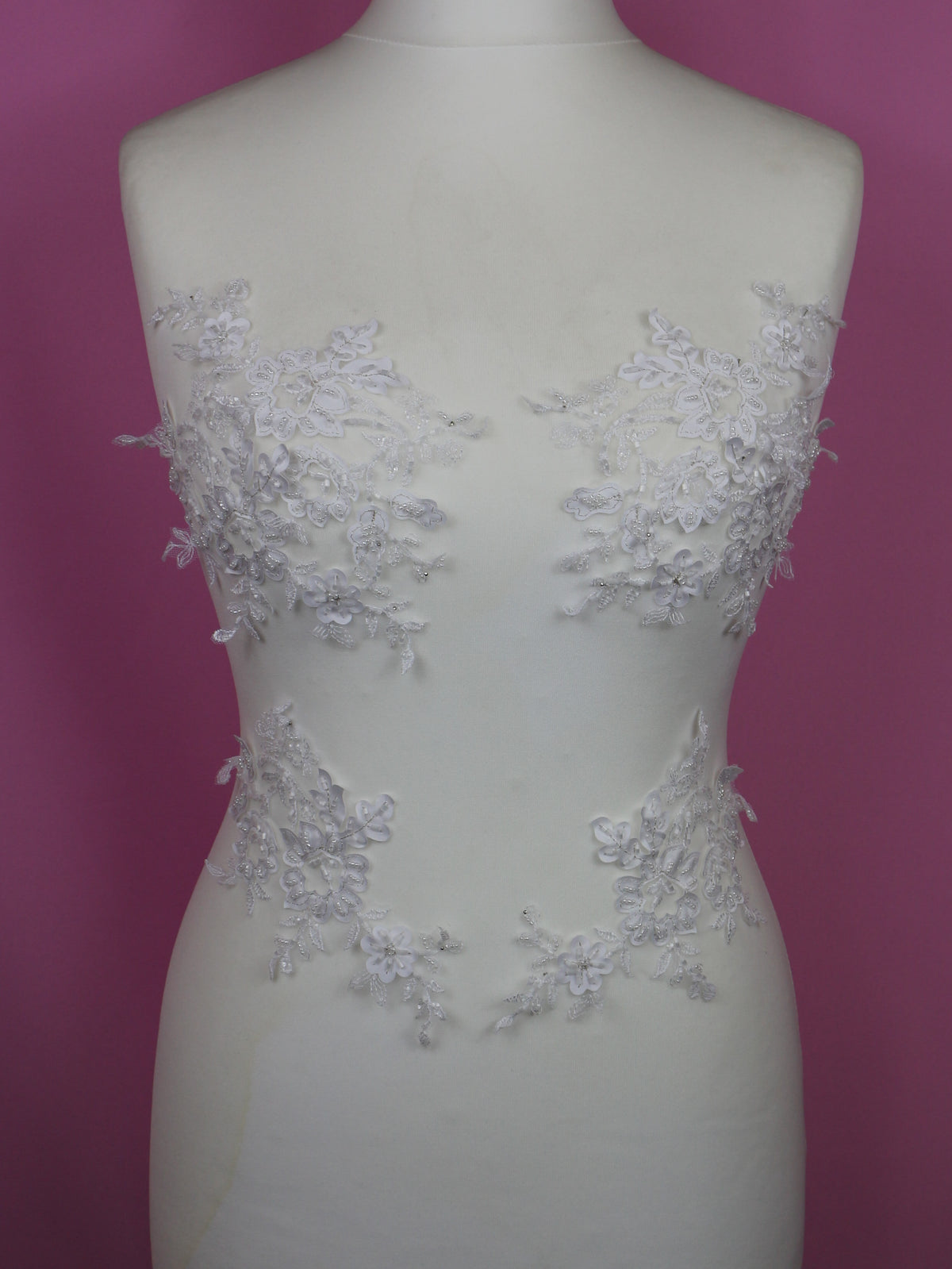 White Beaded Laser Lace Appliques - Olivia
