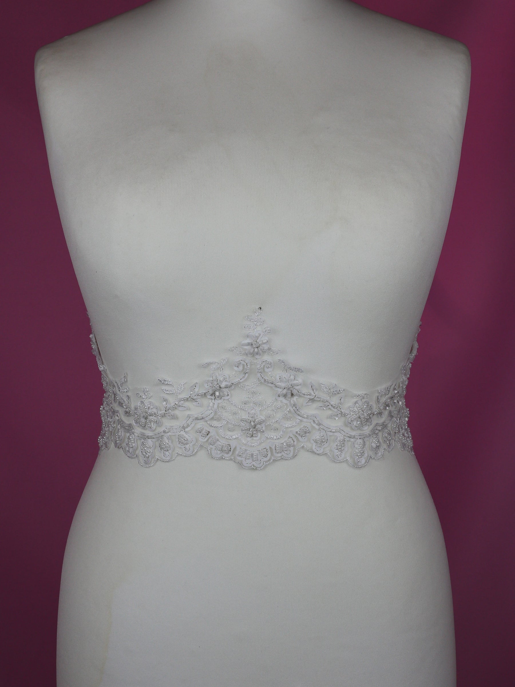 White Beaded Laser Lace Trim - Olivia