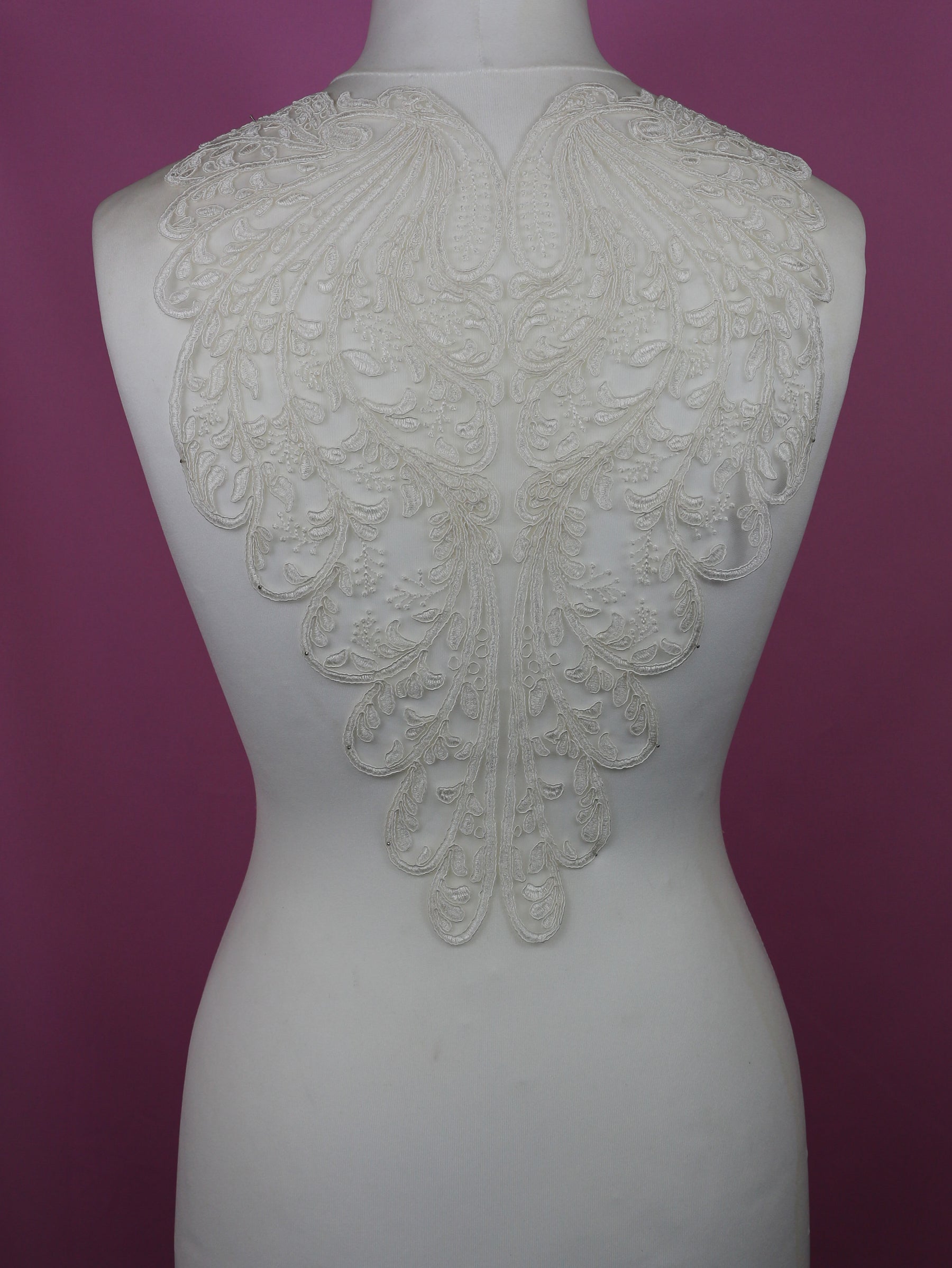 Ivory Corded Lace Applique - Peacock