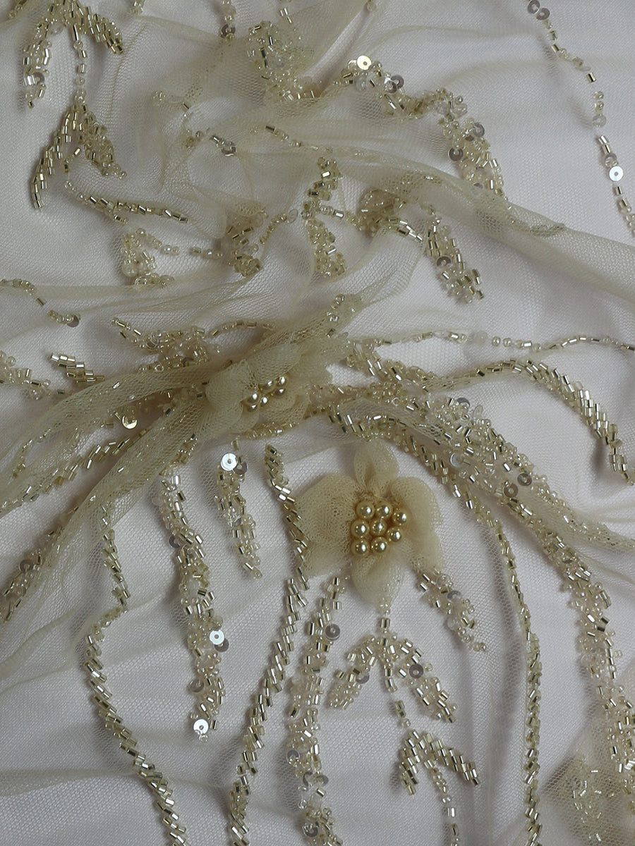 Champagne Beaded Lace - Rassinda