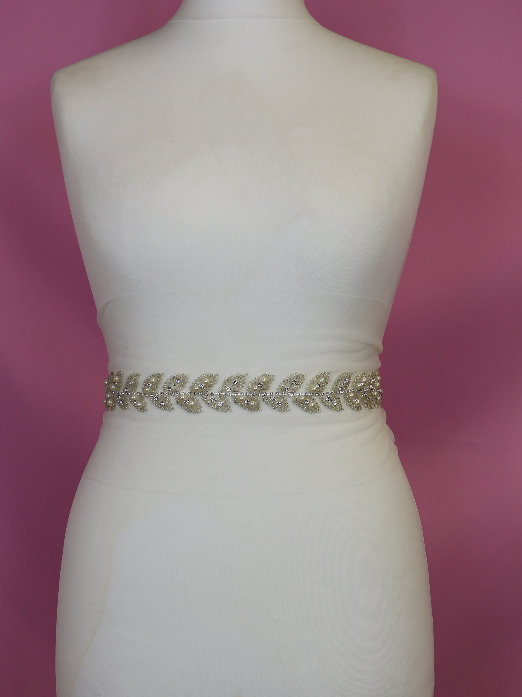 Crystal & Pearl Dress Trim - Rosemary