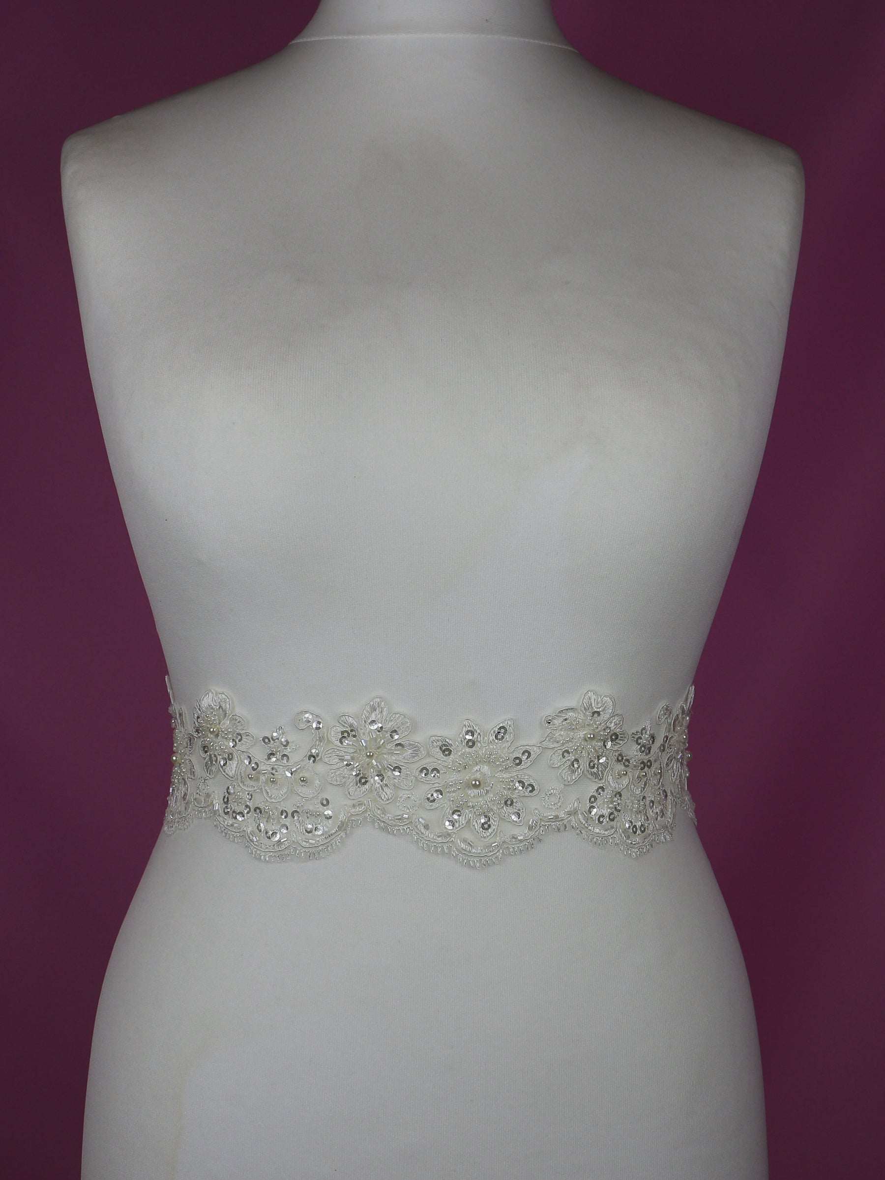 Ivory Beaded Lace Trim - Sheila