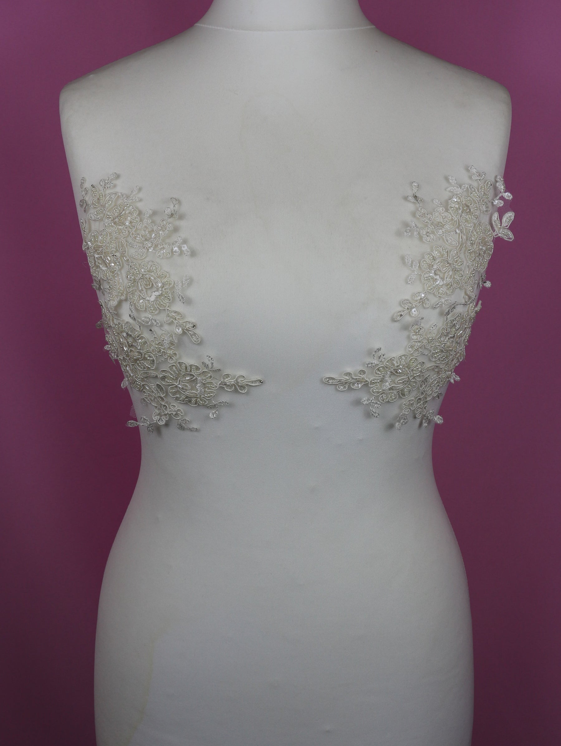 Ivory Beaded Lace Appliques - Sophia