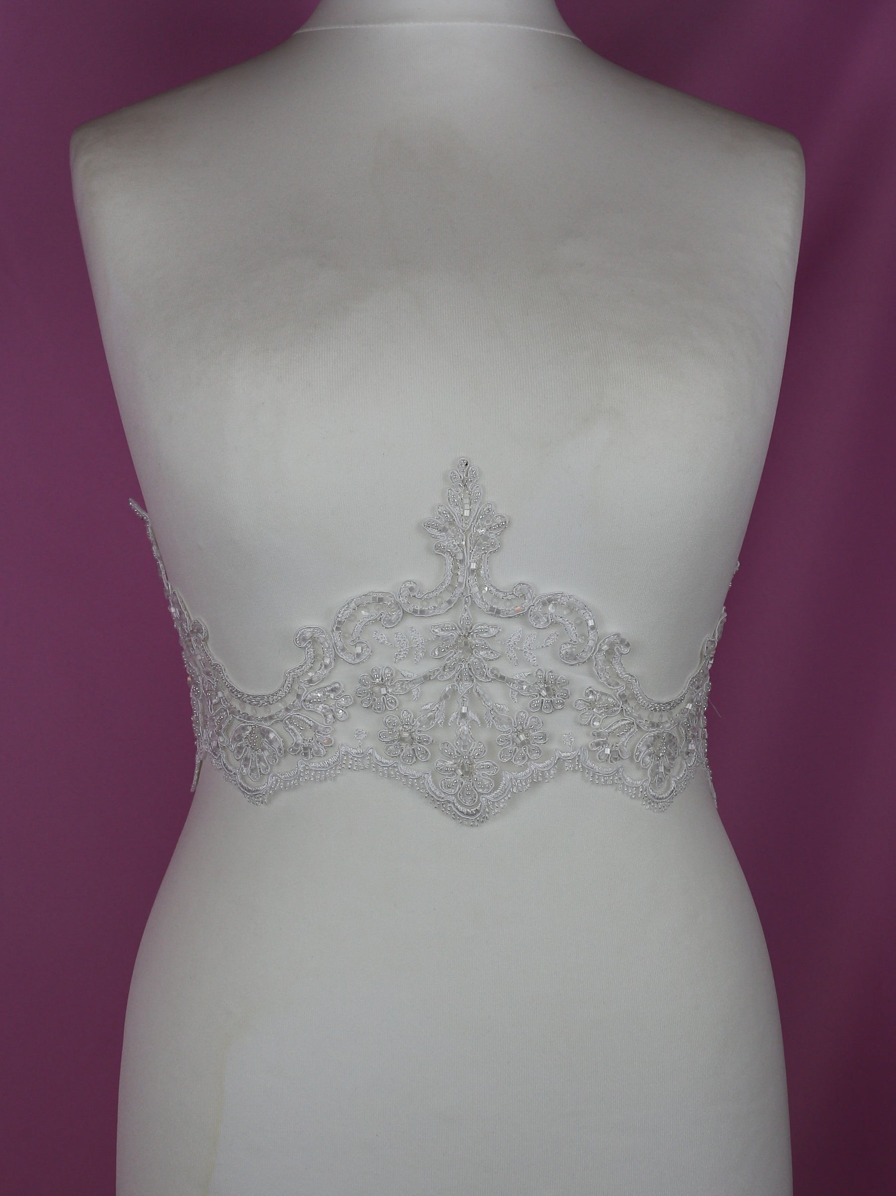 White Beaded Lace Trim - Sophia