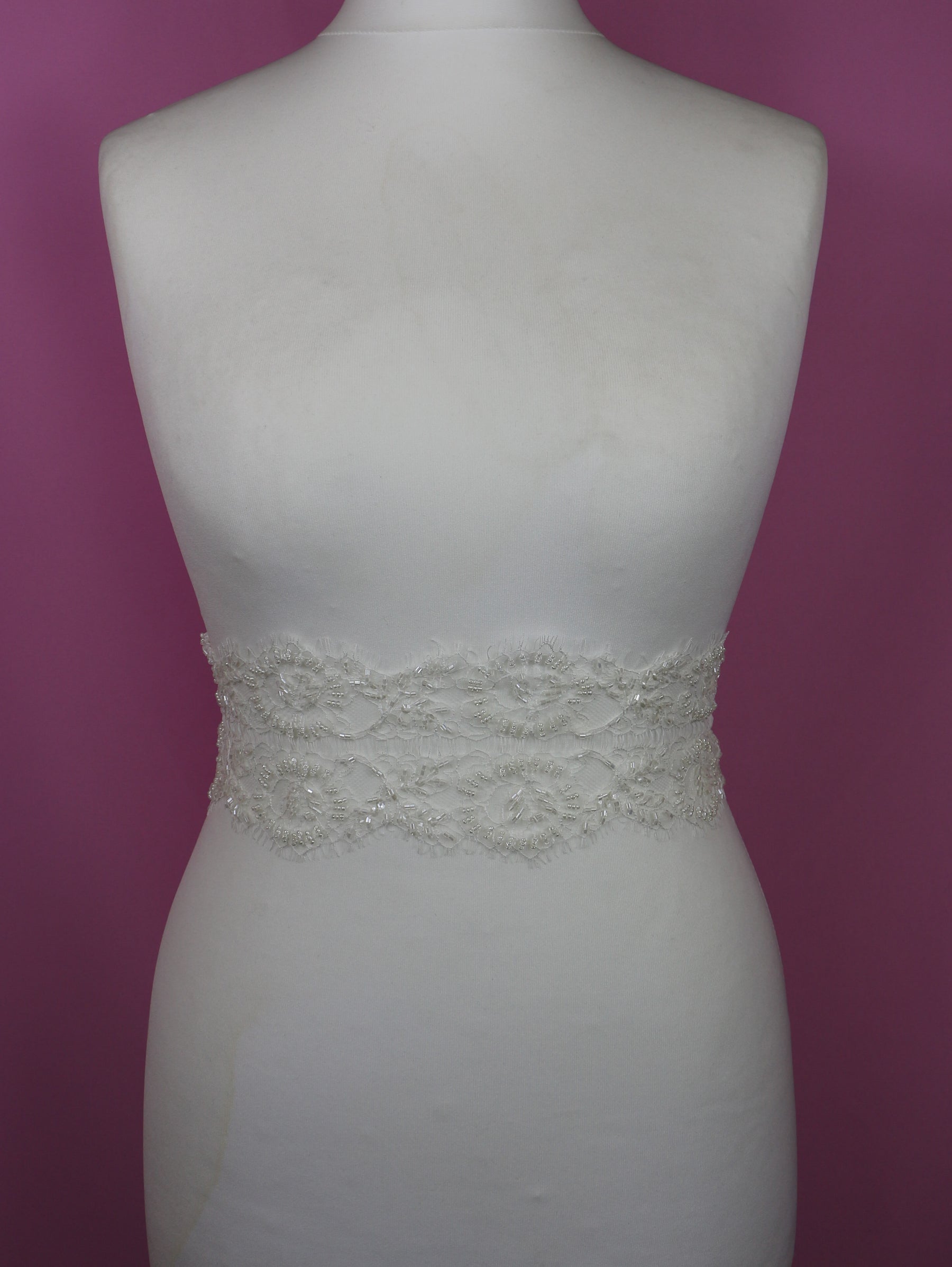 Ivory Beaded Lace Trim - Teagan