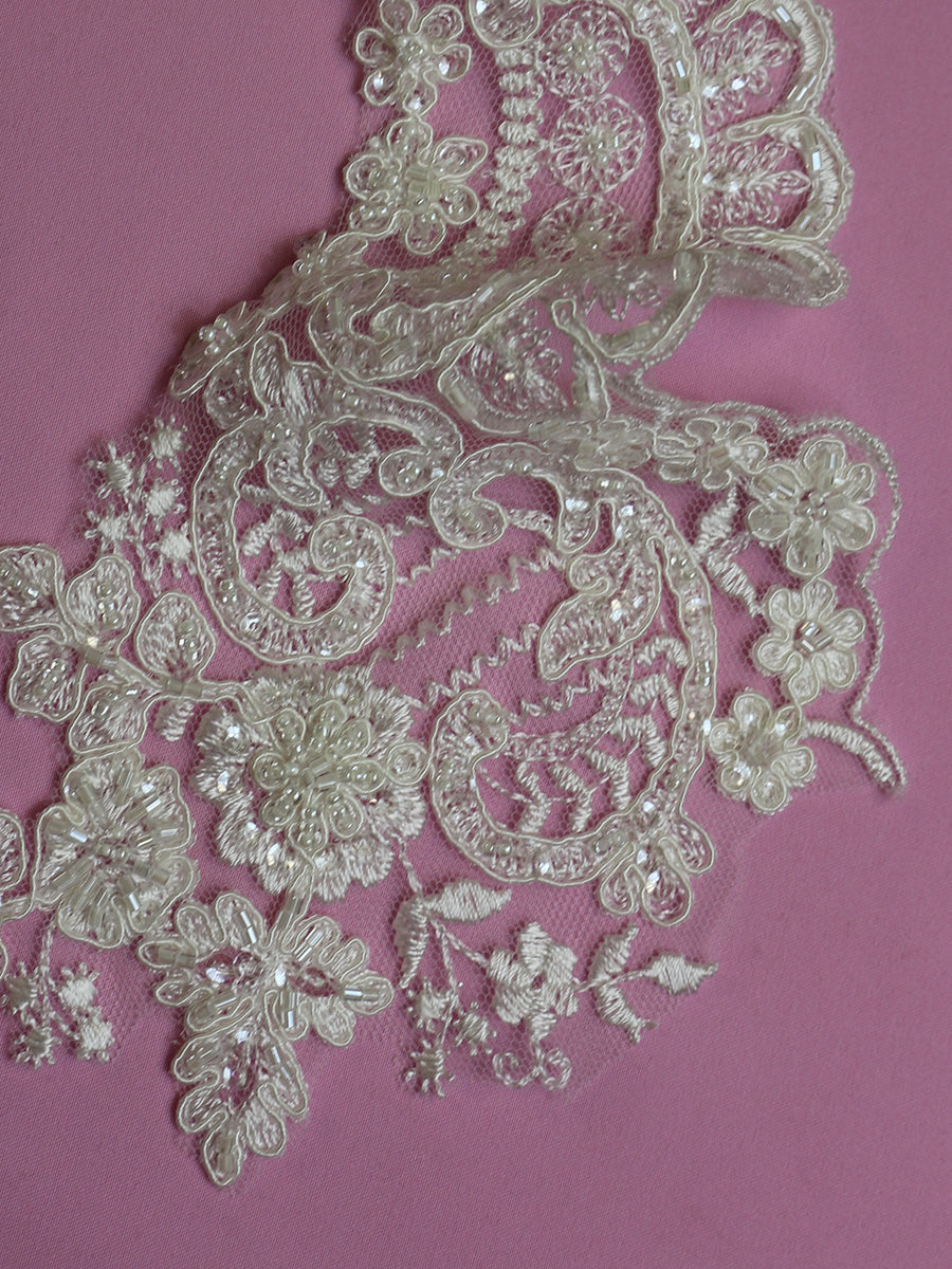 Ivory Beaded Lace Trim - Trinity