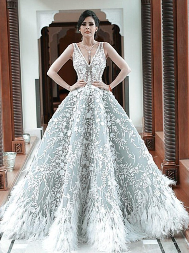 Ivory Feather Lace Fabiana