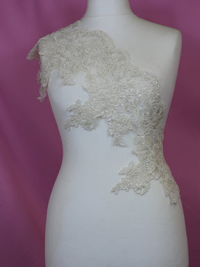 Ivory Beaded & Corded Lace Trim - Victoria