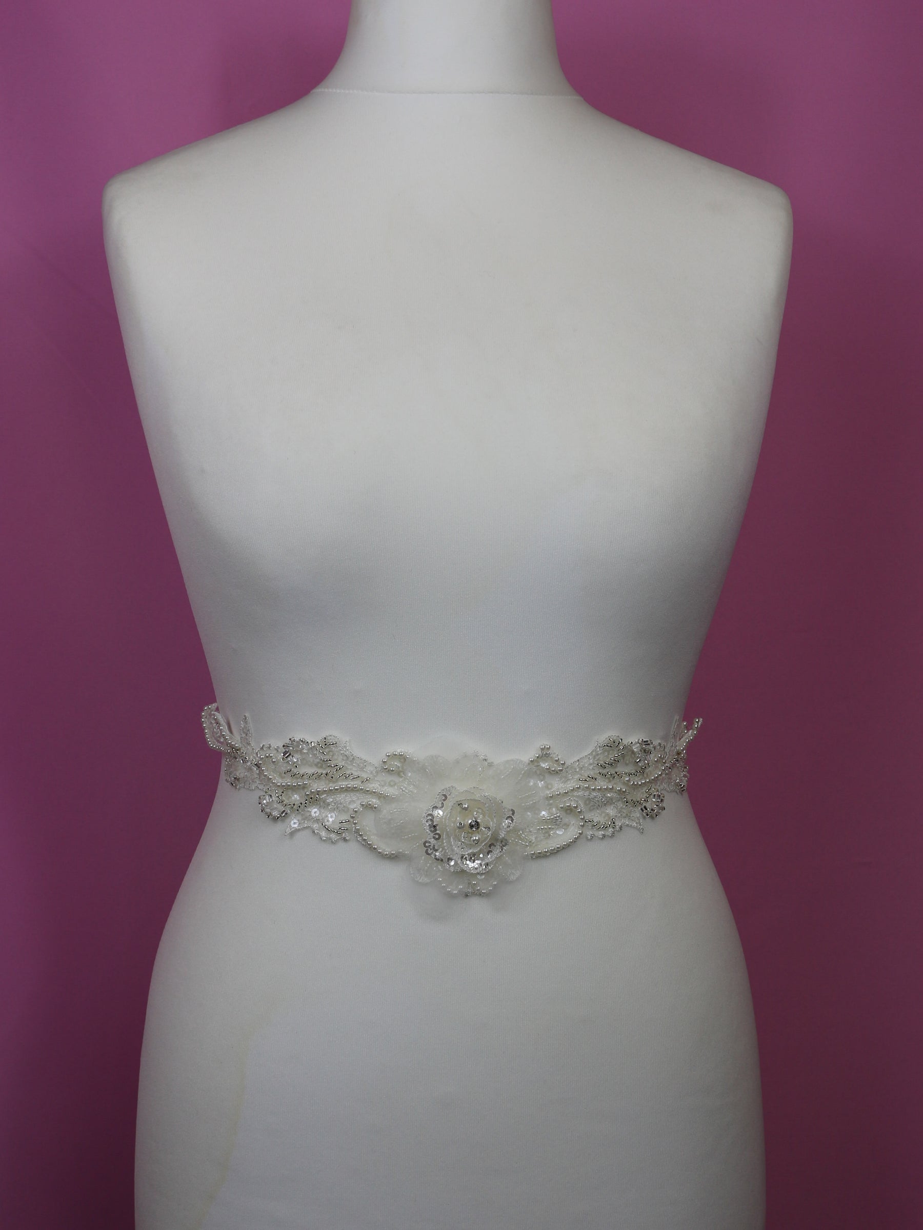 Ivory Beaded Lace Appliques - Virginia