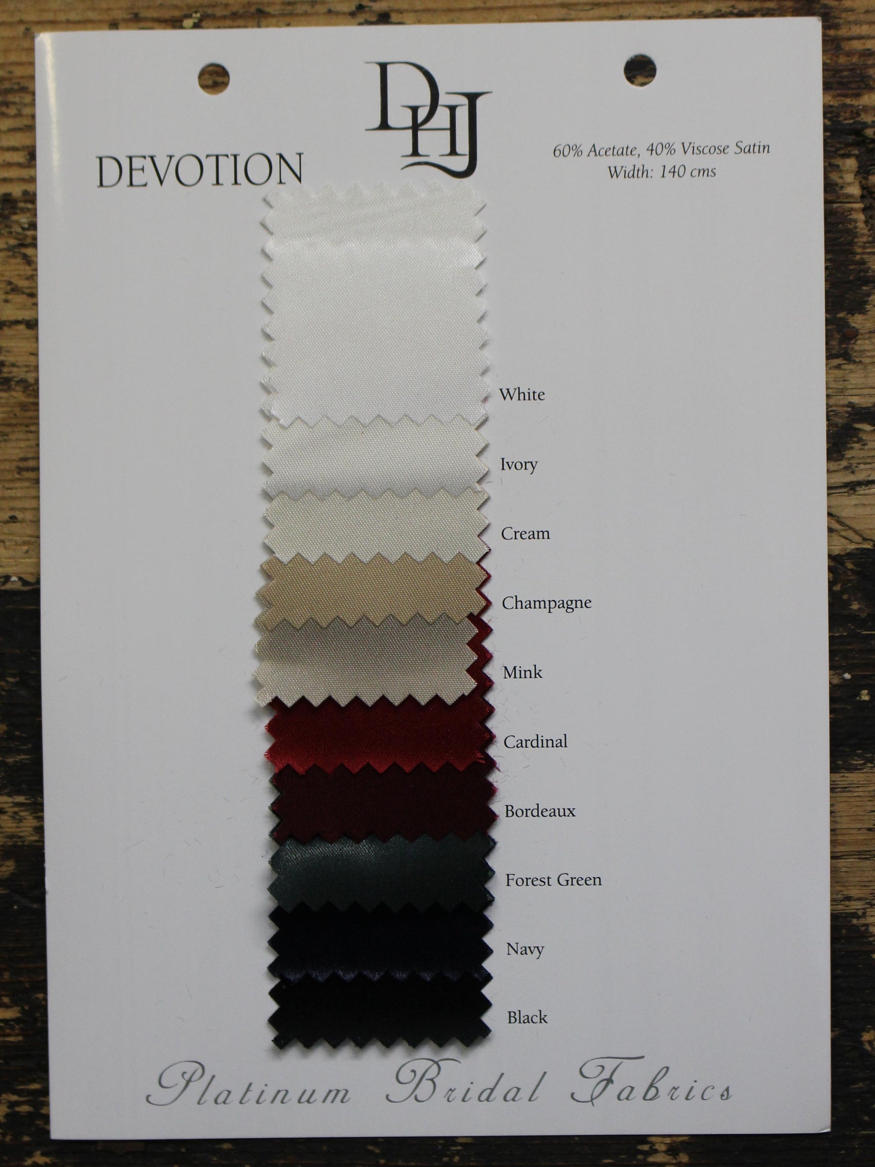 Sample Card of Acetate Viscose Satin - Devotion