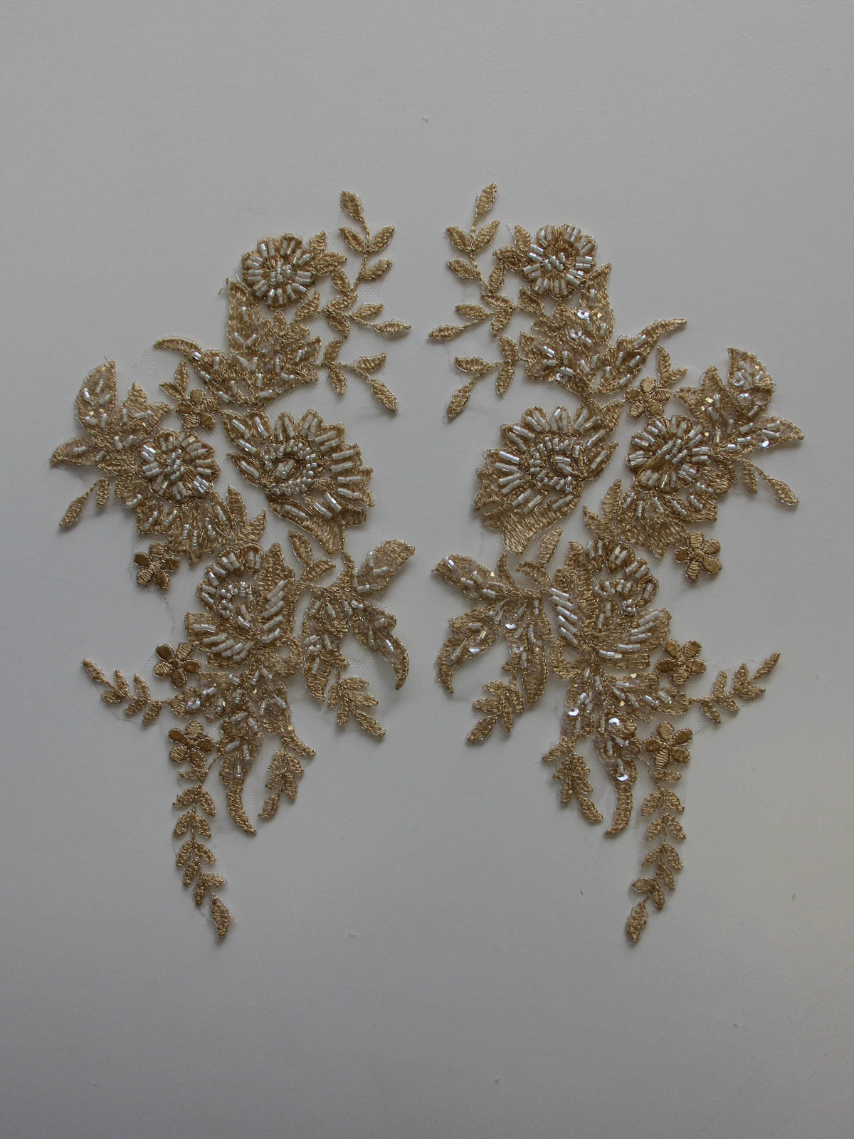 Sandy Beige Beaded Lace Appliques - Nicole