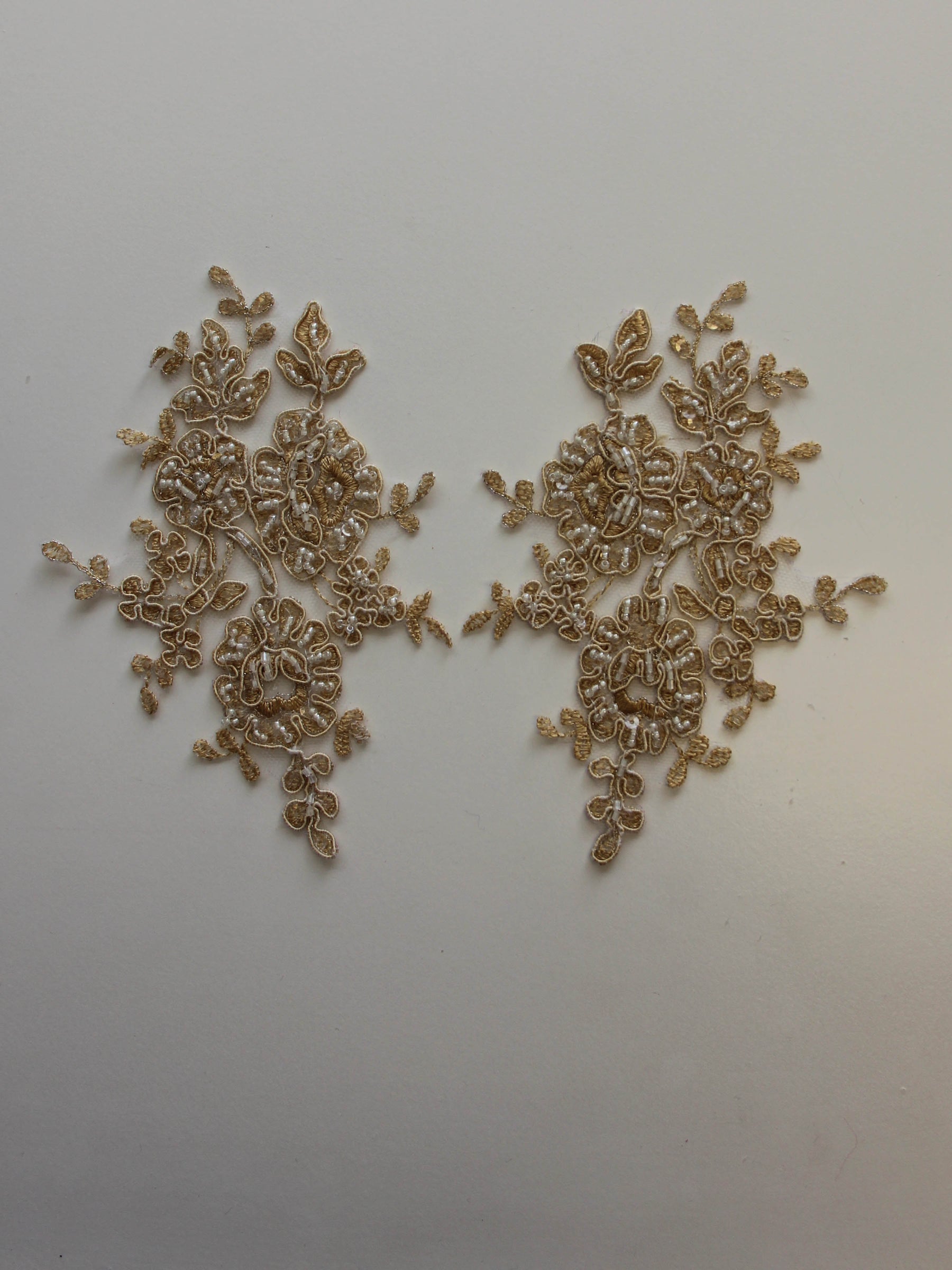 Sandy Beige Beaded Lace Appliques - Sophia