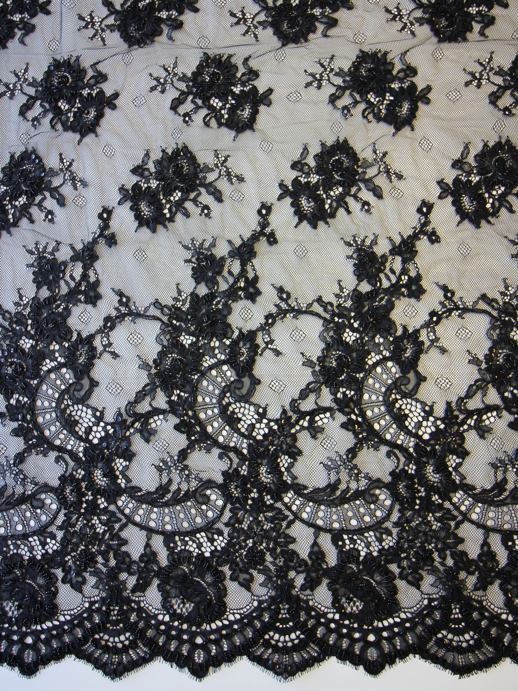 Black Beaded Lace - Ebony