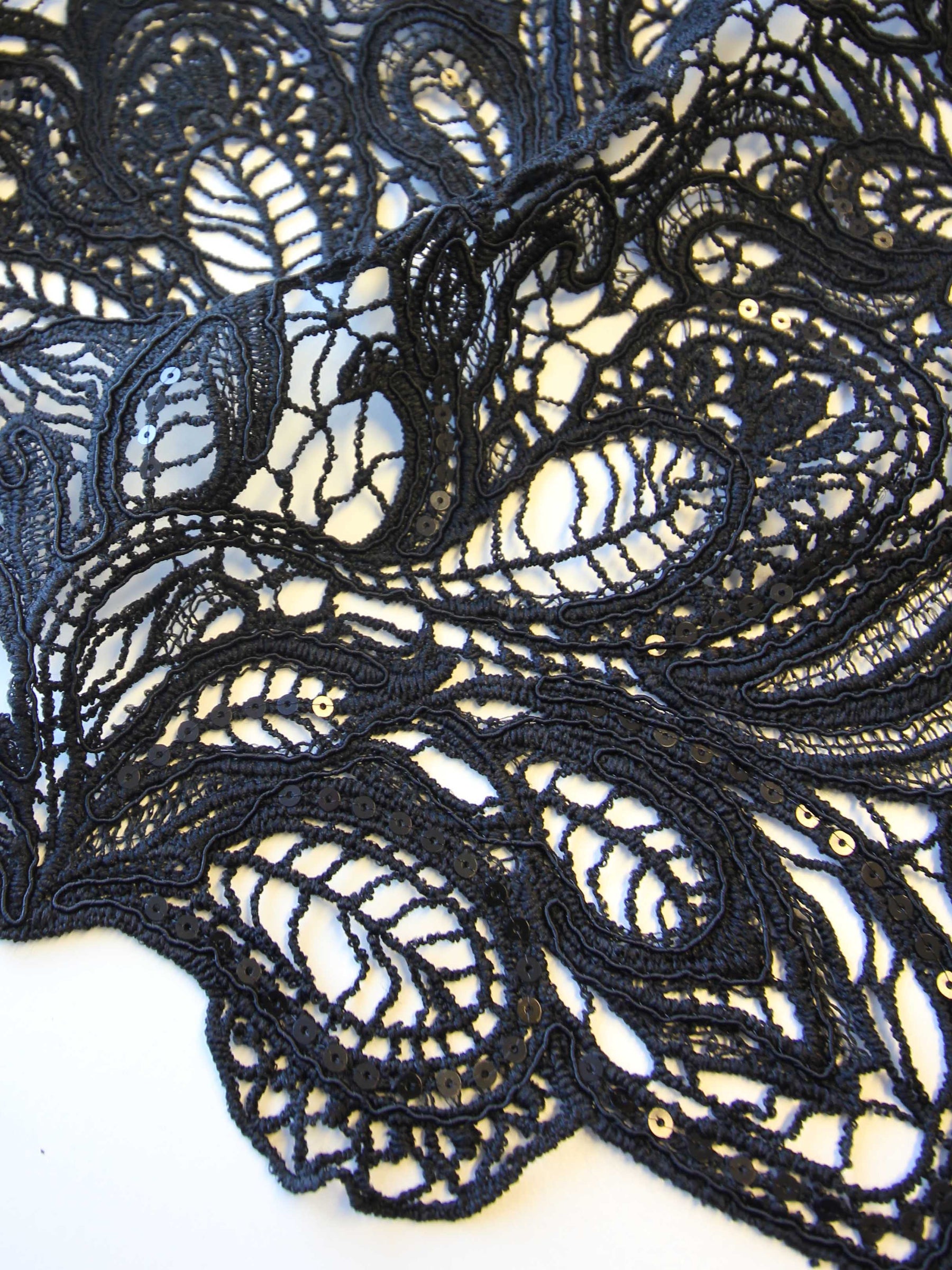 Black Corded & Sequinned Lace - Monet