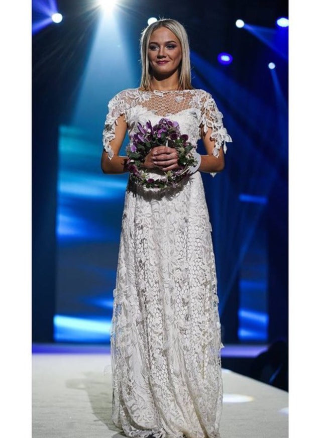 Ivory Embroidered Lattice Lace - Kiri