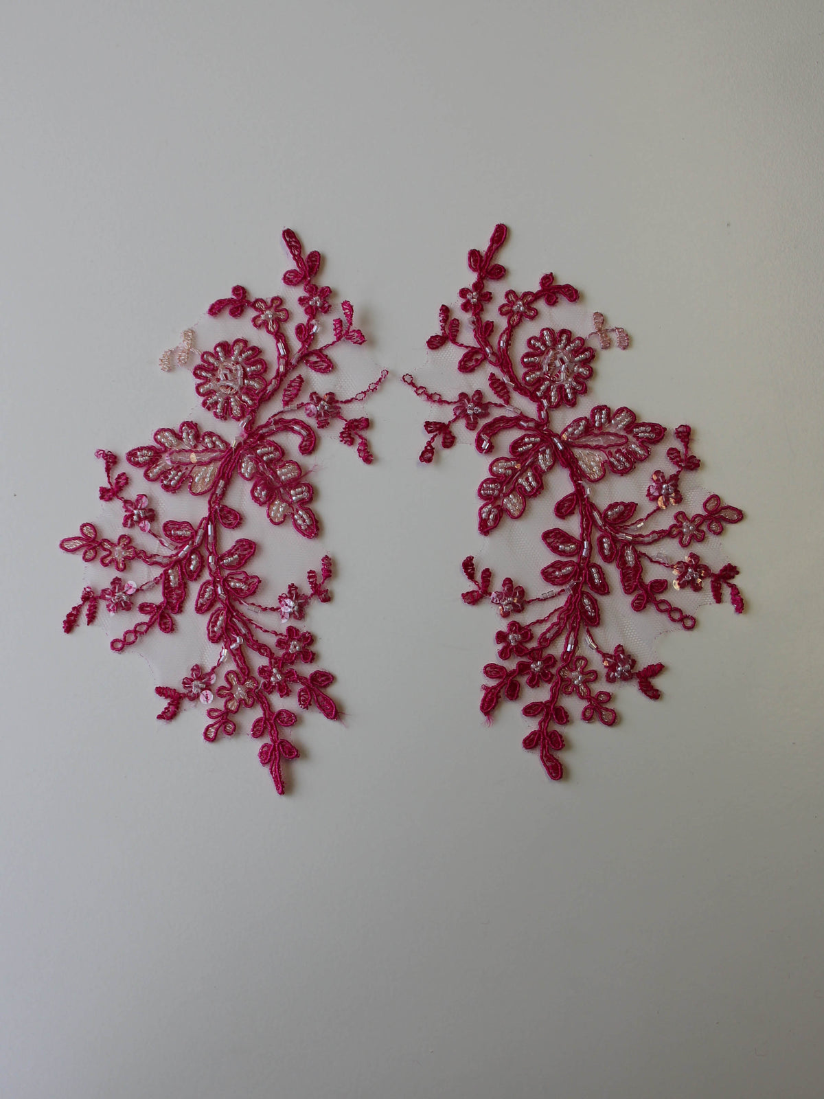 Passion Pink Beaded Lace Appliques - Jessica
