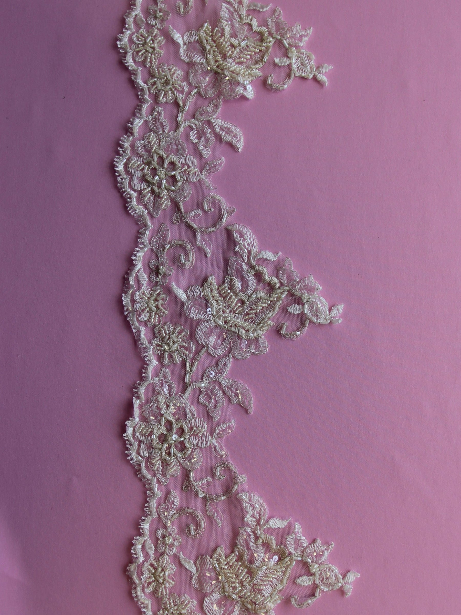 Champagne Beaded Lace Trim - Chloe