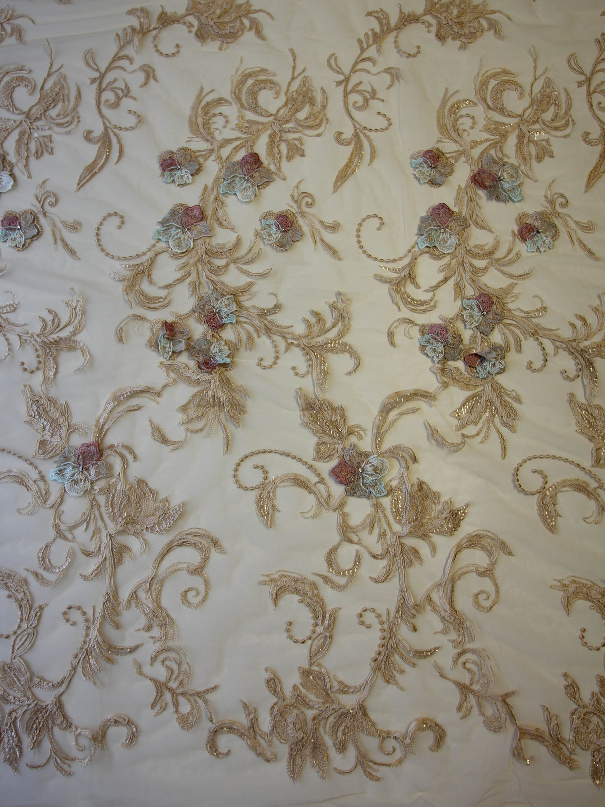 Champagne Embroidered Lace - Keegan