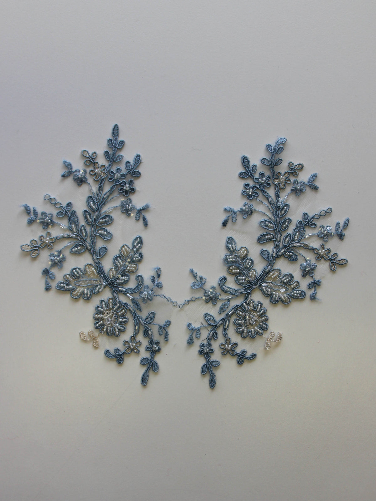 Vintage Blue Beaded Lace Appliques - Jessica