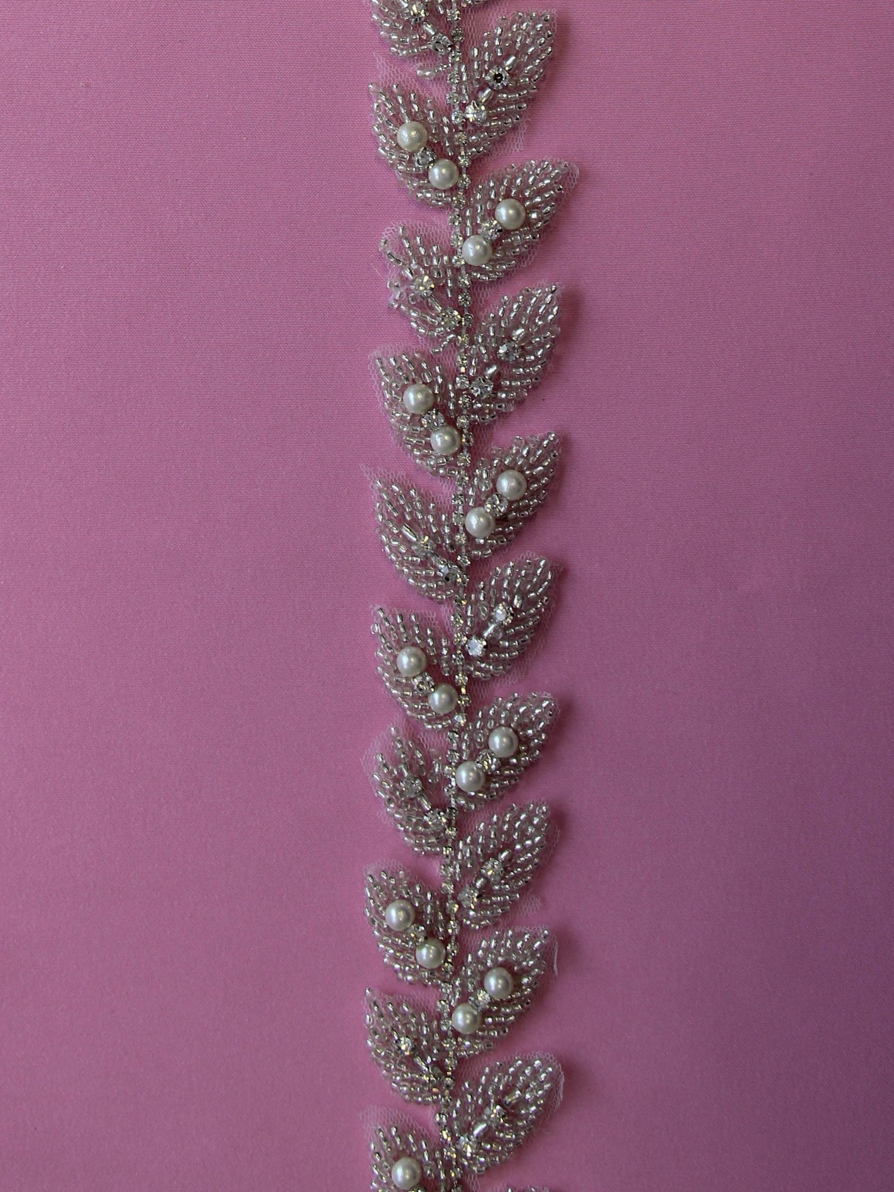 Crystal & Pearl Dress Trim - Rosemary