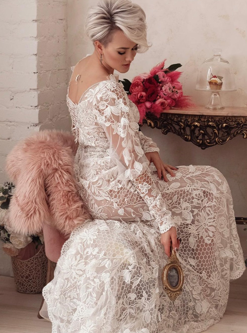 Ivory Embroidered Lattice Lace - Kiri