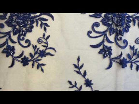 Royal Blue Beaded Embroidery Lace - Halo