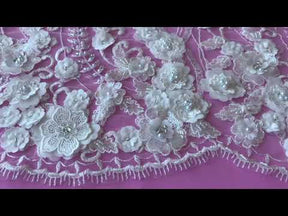 Ivory Beaded Flower Lace - Blake