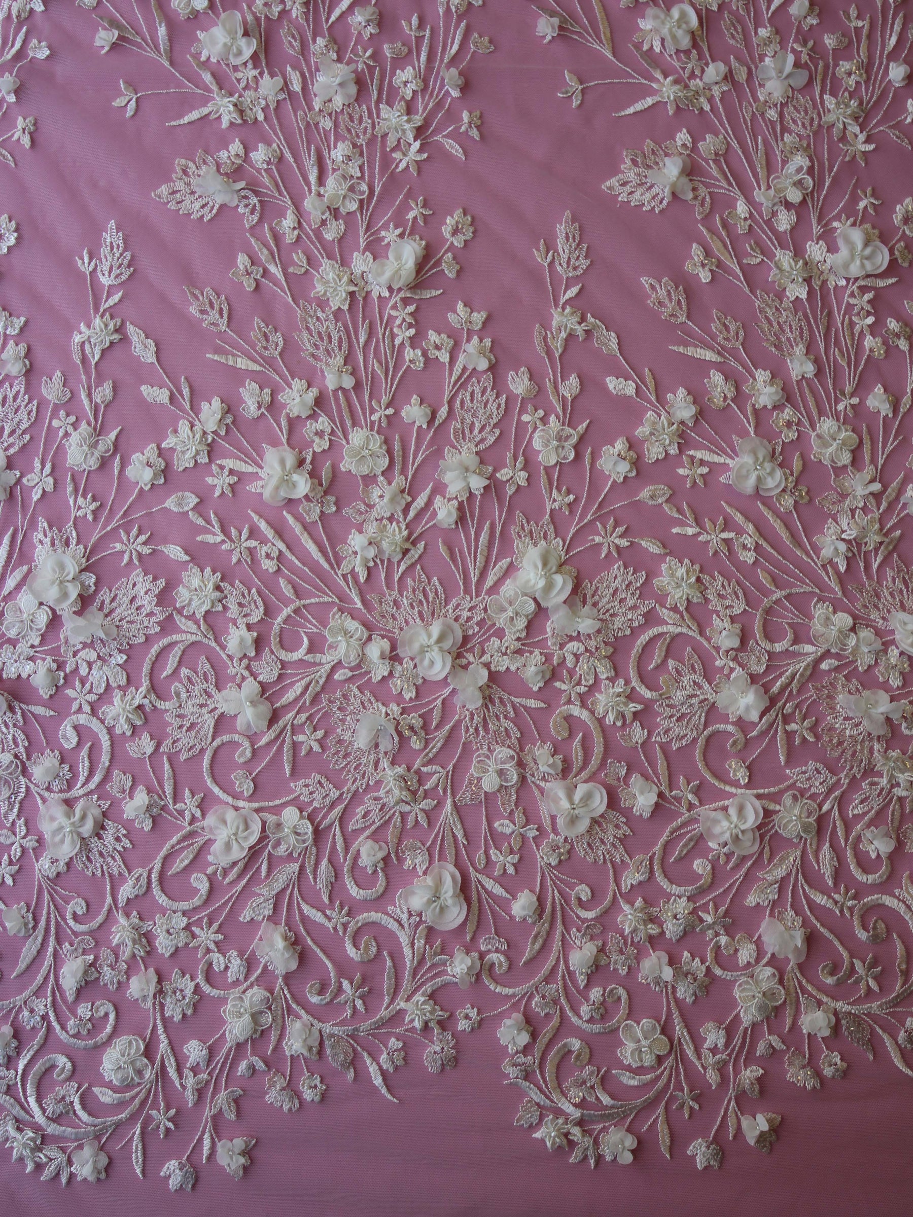 Ivory 3D Embroidered Lace - Milena