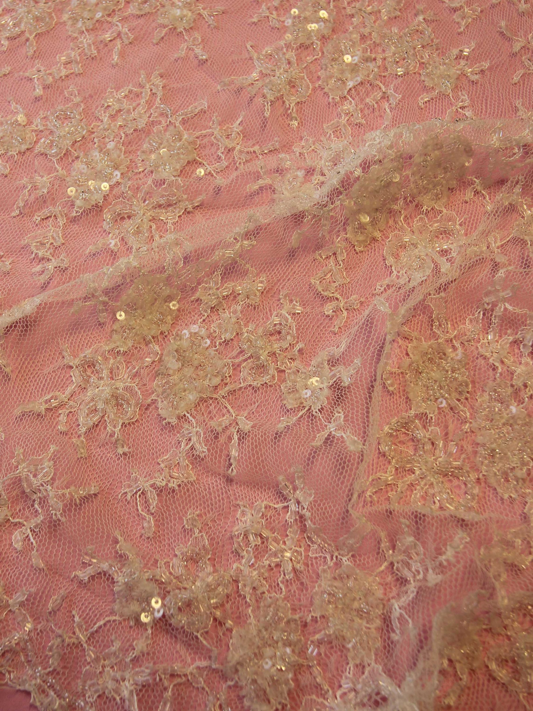 Ivory Beaded Chantilly Lace - Bryony