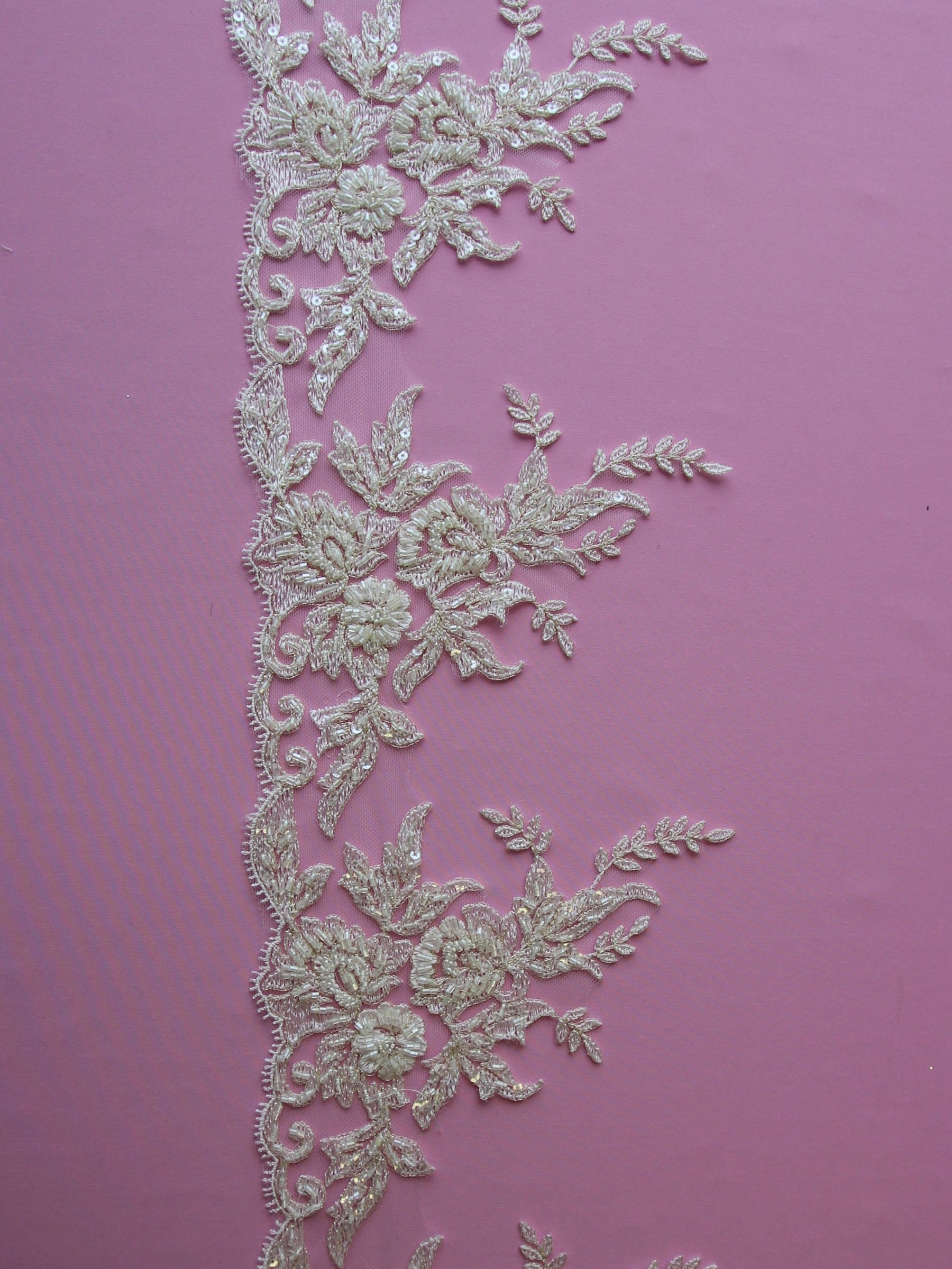 Ivory Beaded Lace Trim - Nicole