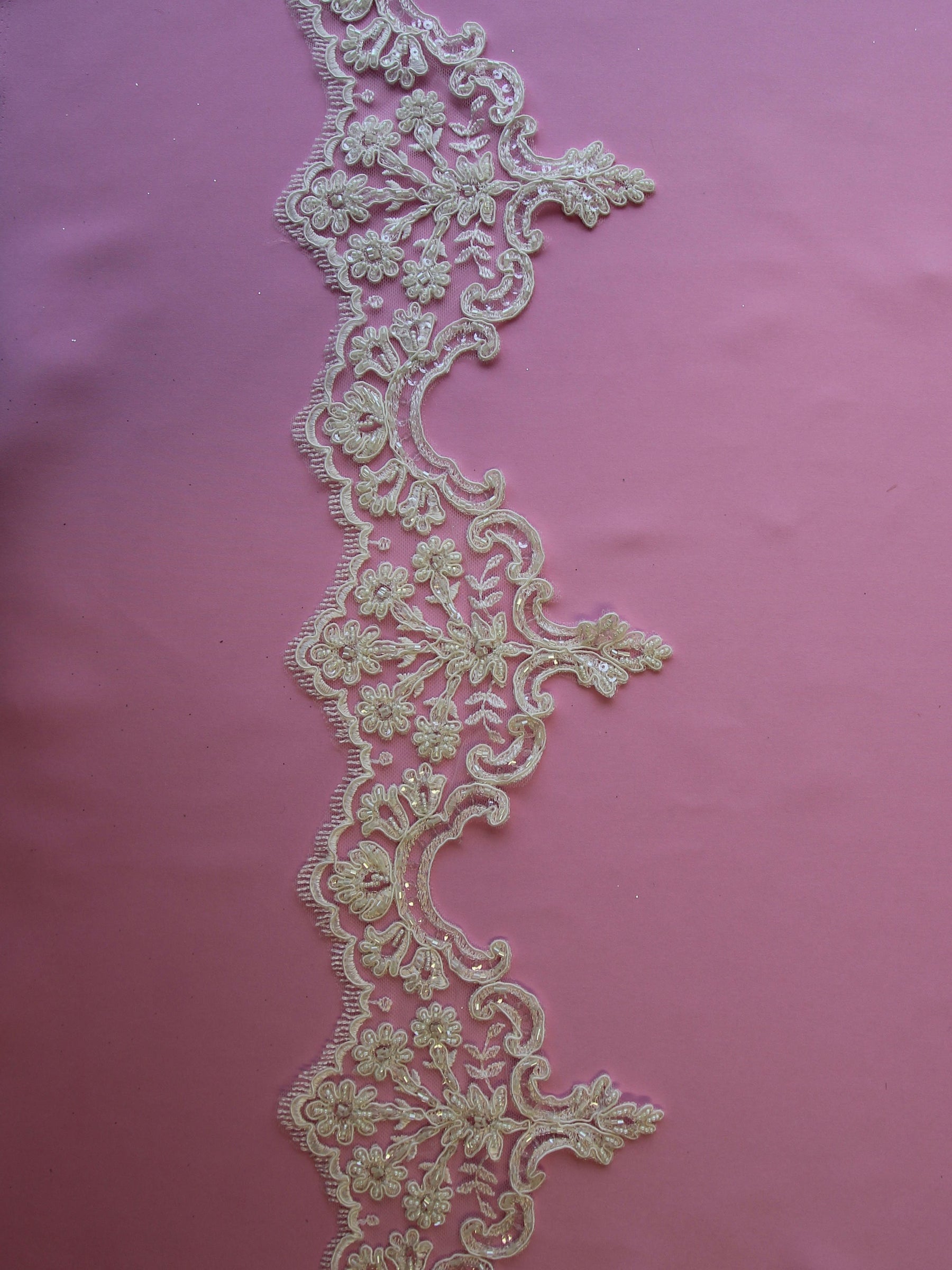 Ivory Beaded Lace Trim - Sophia