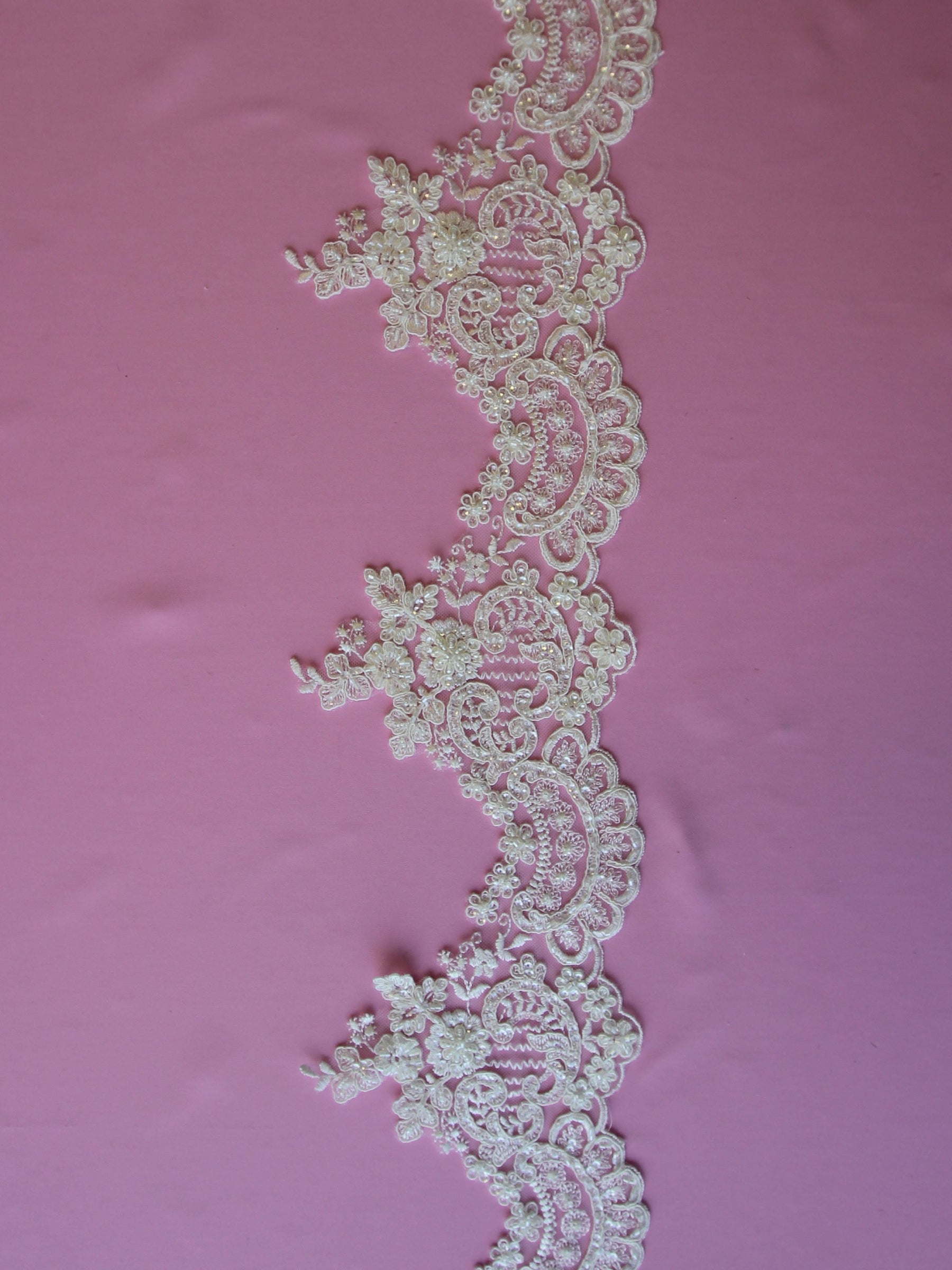 Ivory Beaded Lace Trim - Trinity