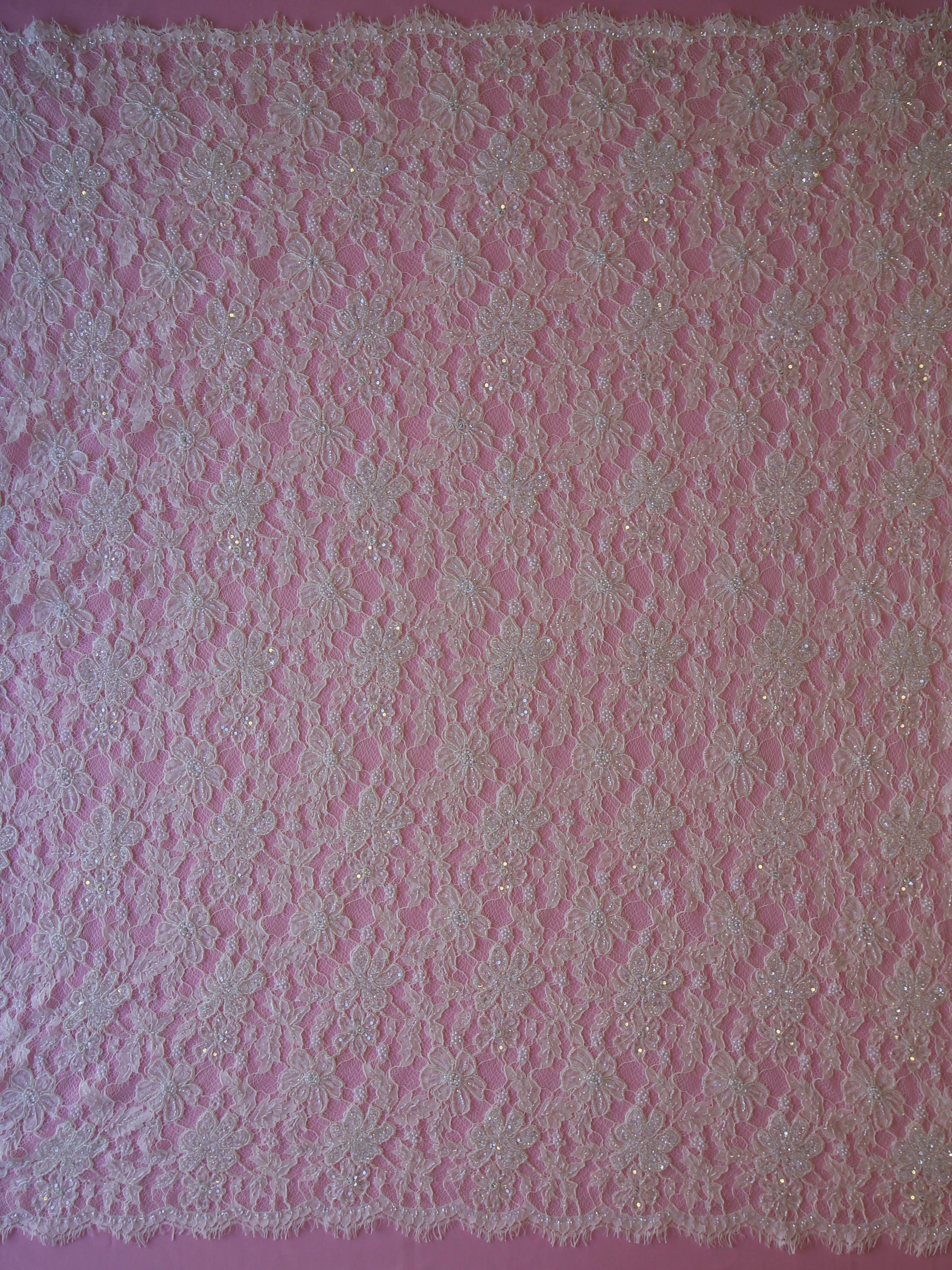 Ivory Hand Beaded Raschel Lace - Trudy