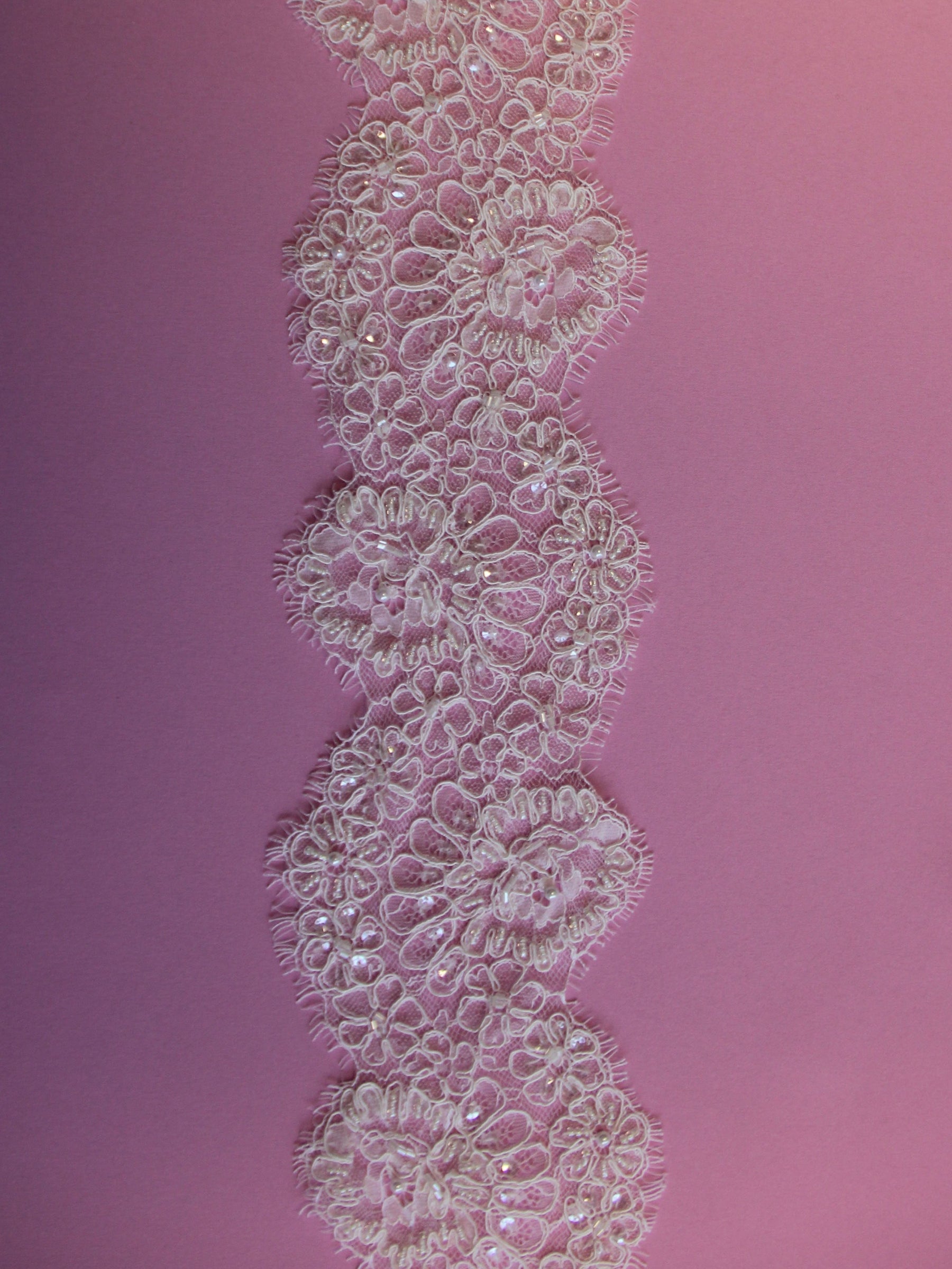 Ivory Corded & Beaded Lace Trim - Wisconsin