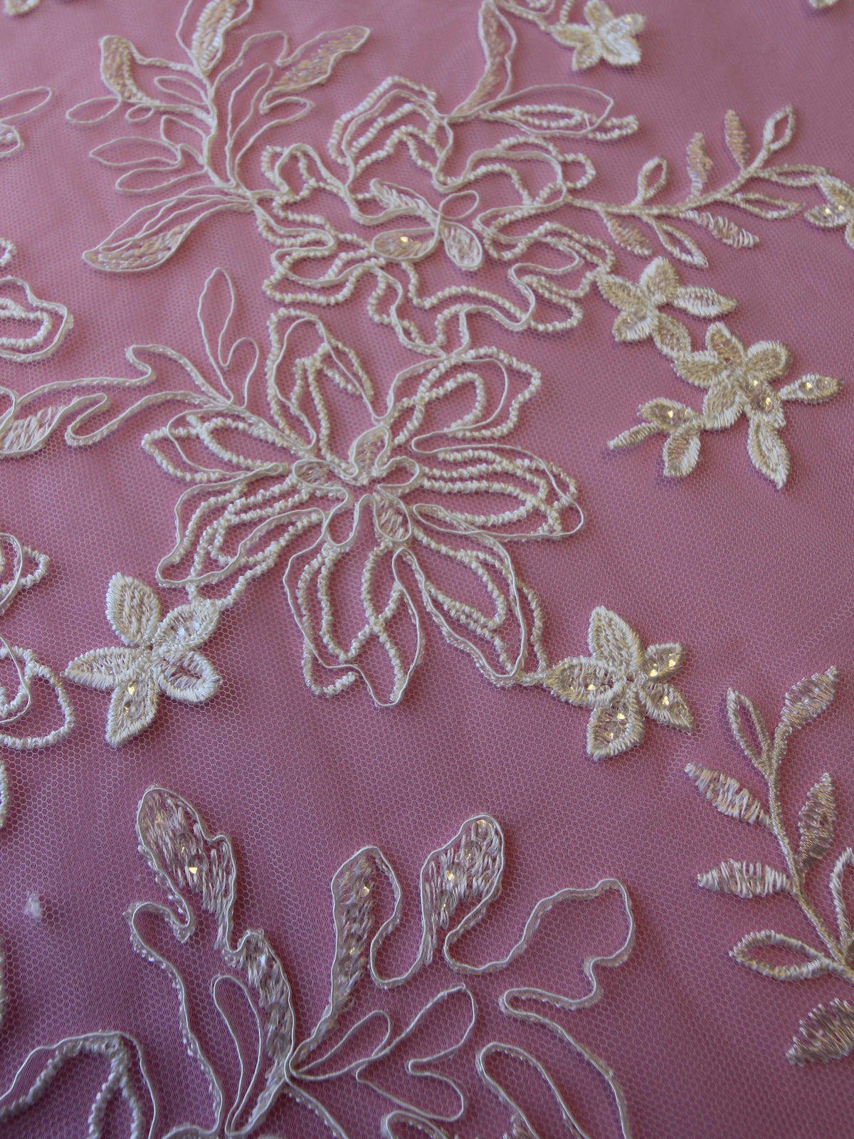 Ivory Corded Embroidery Lace - Calvina