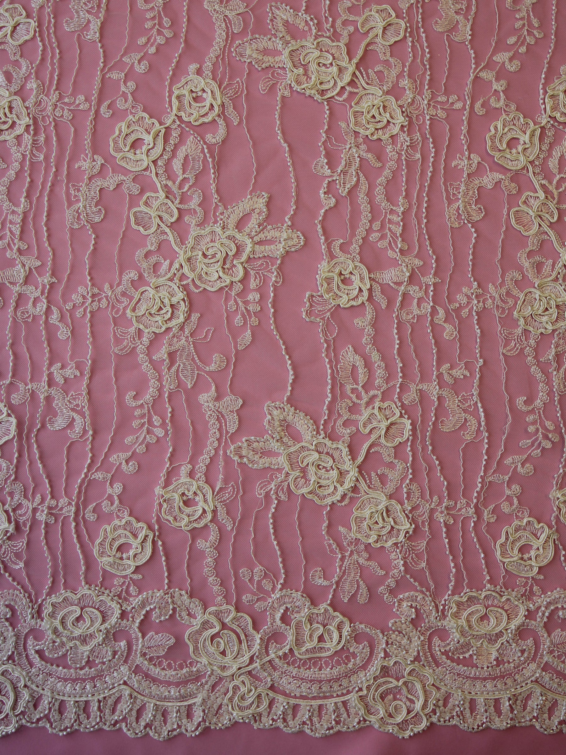 Ivory Corded and Beaded Lace – Rochelle