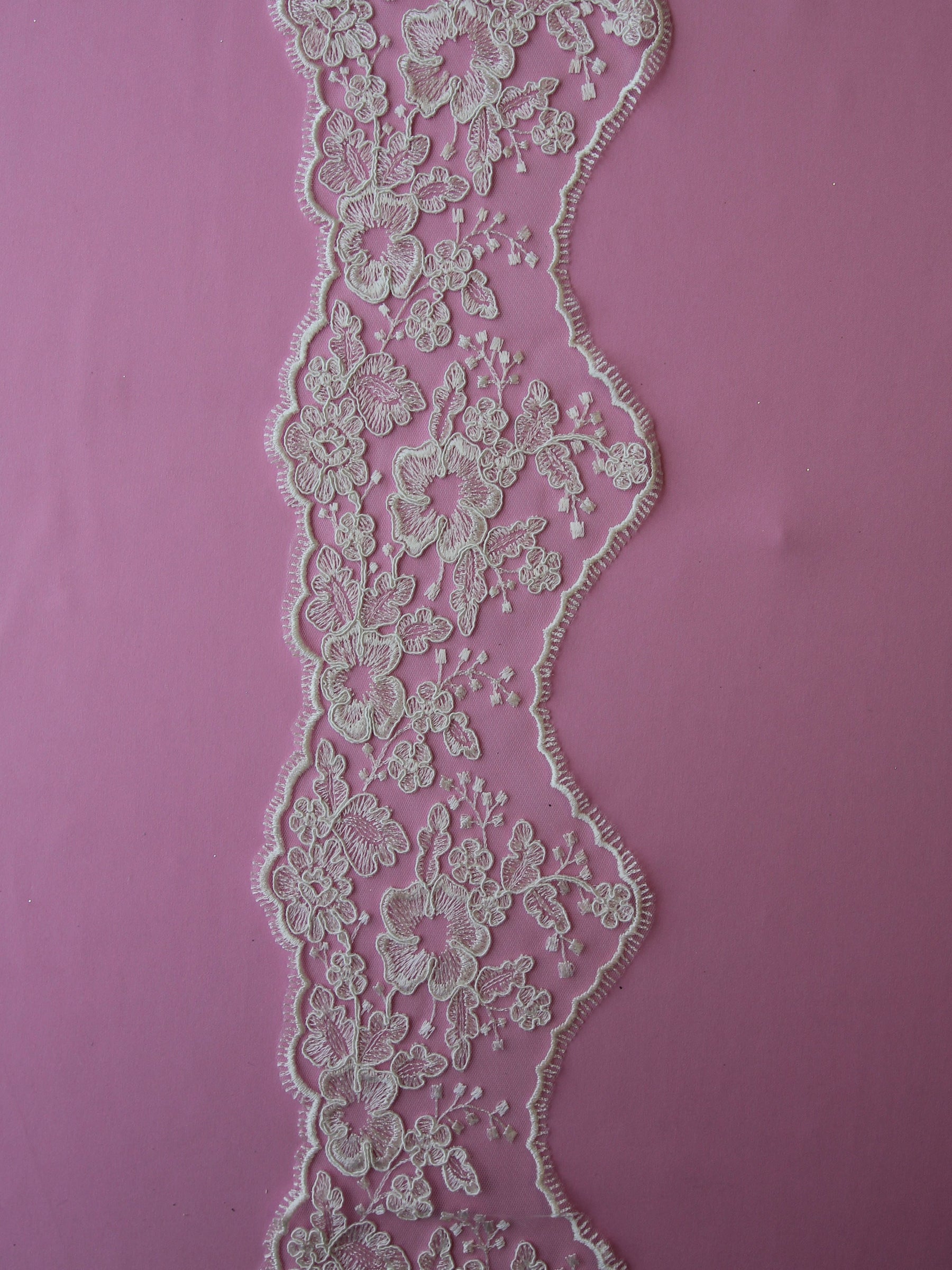 Ivory Corded Lace Trim - Bluebell