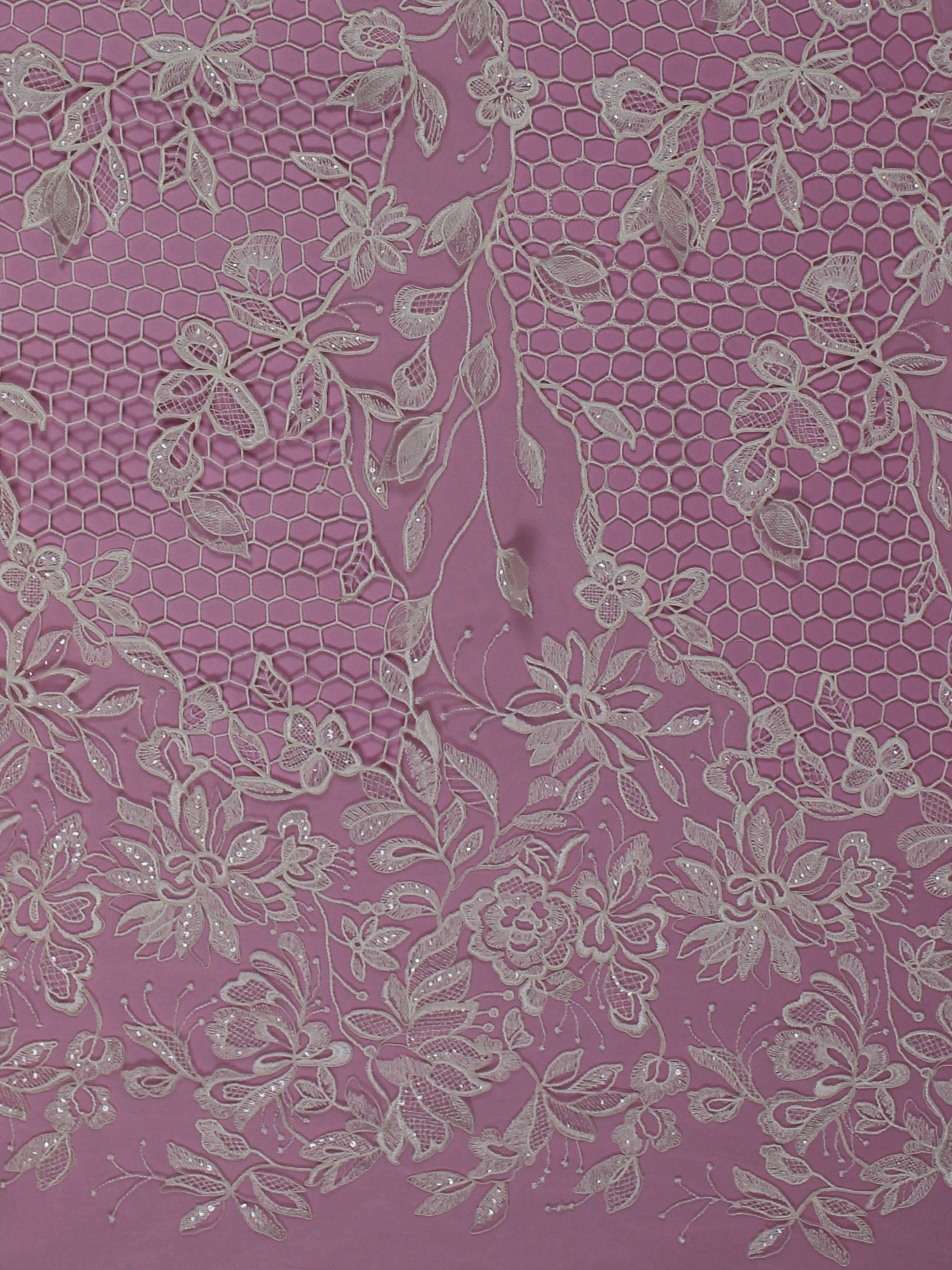 Ivory Embroidered Lattice Lace - Kiri