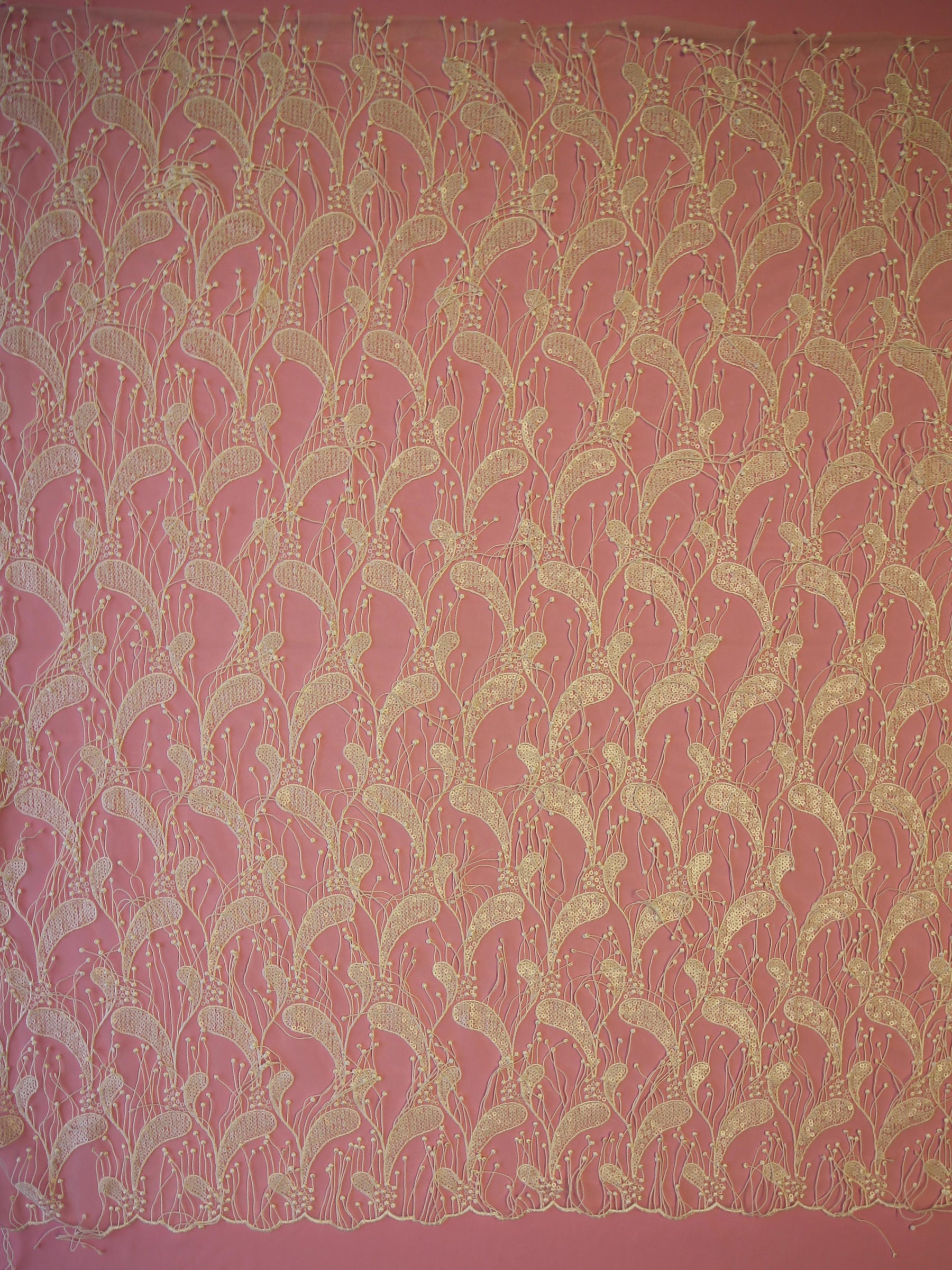 Ivory Sequinned Paisley Lace - Ronnie