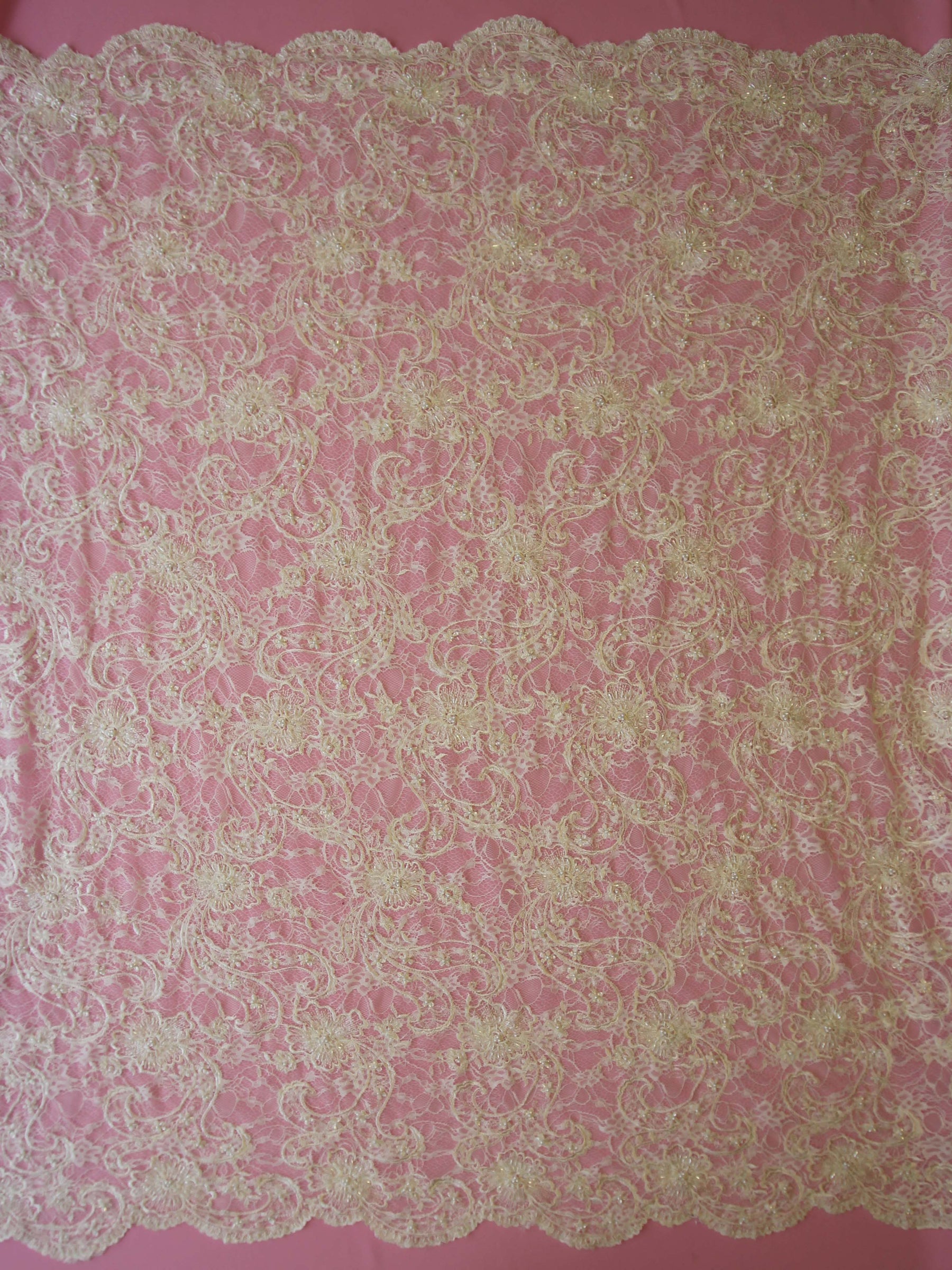 Ivory Beaded Flower Lace - Jodie