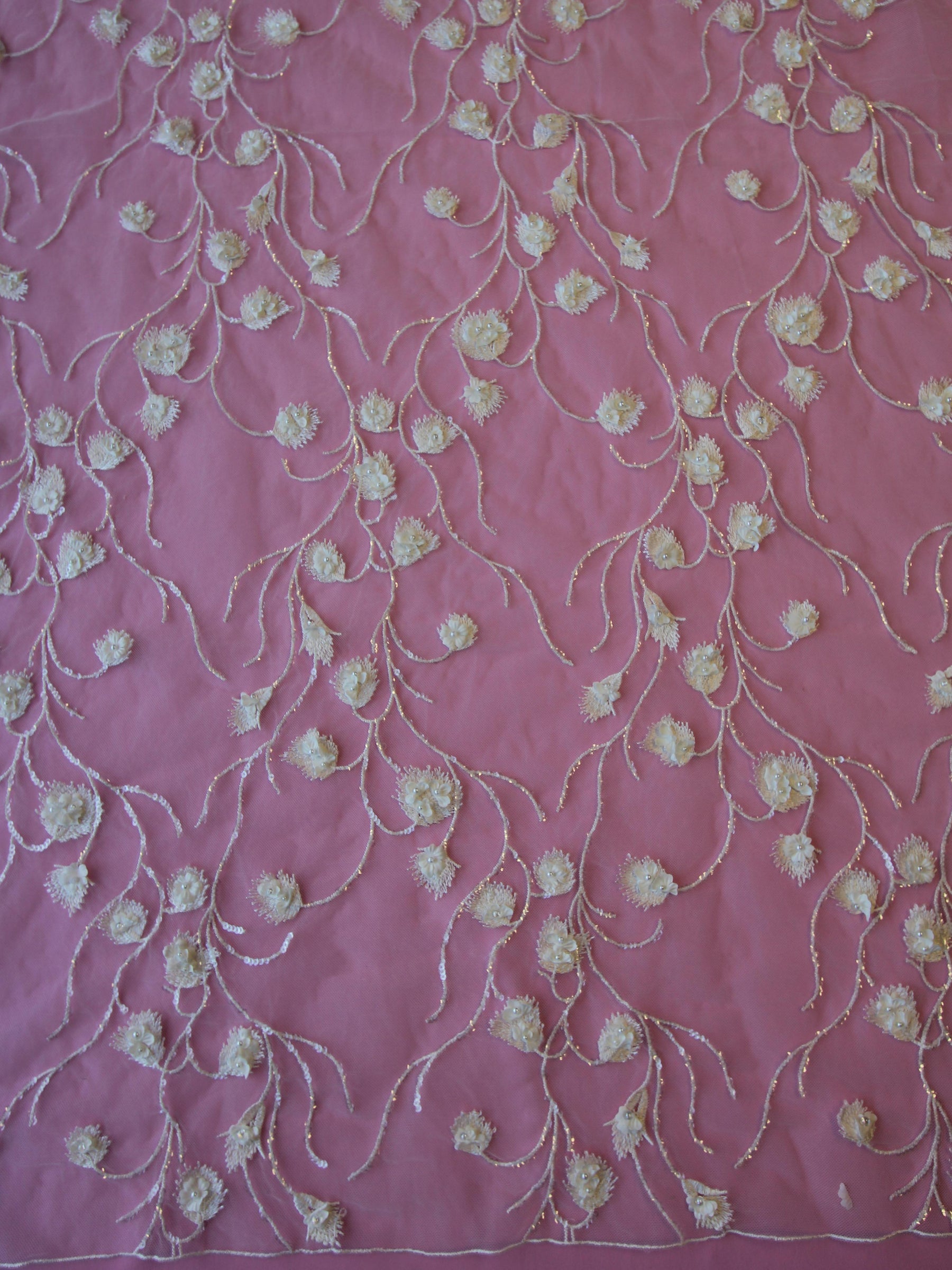 Ivory Embroidered Tulle Lace - Appolline