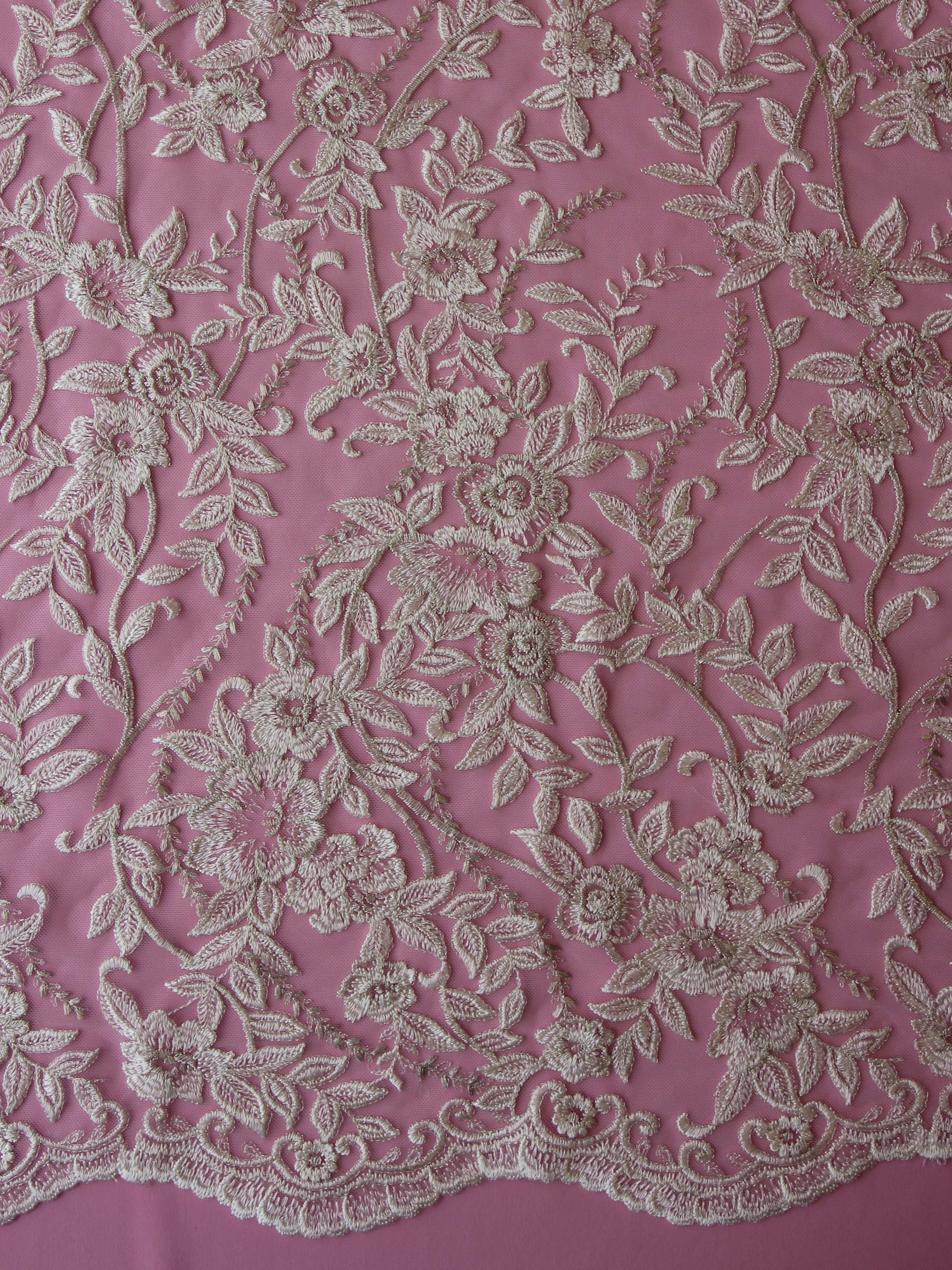 Ivory Embroidered Lace - Violina