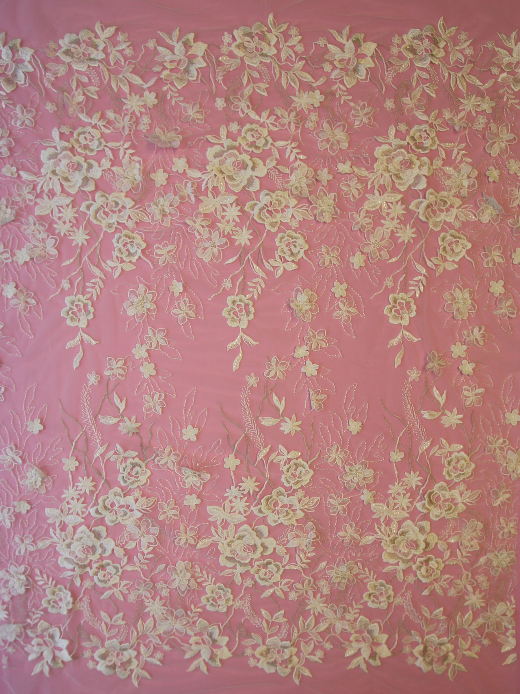 Ivory Embroidered 3D Lace - Willamena