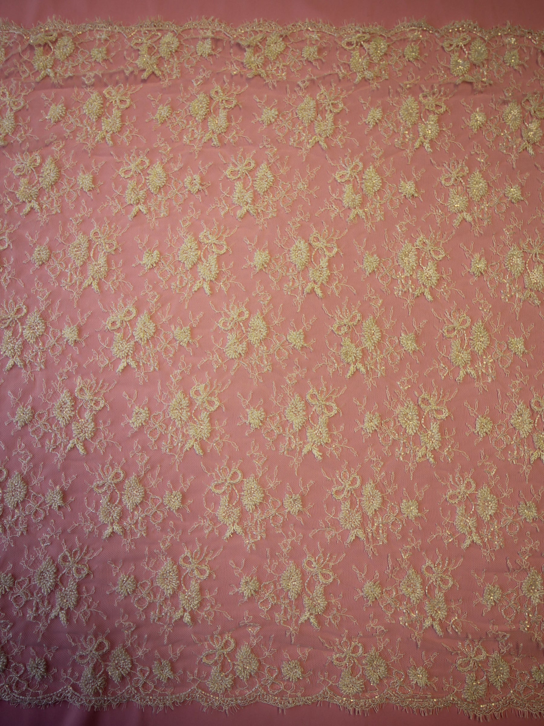 Ivory Hand Beaded Chantilly Lace - Evangeline