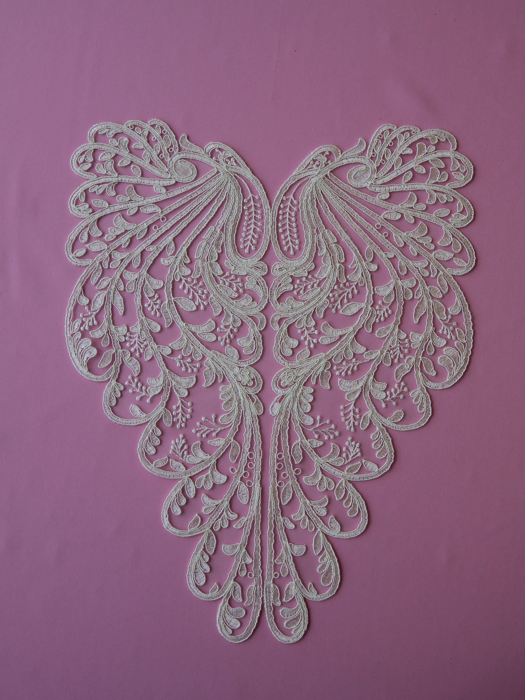 Ivory Corded Lace Applique - Peacock