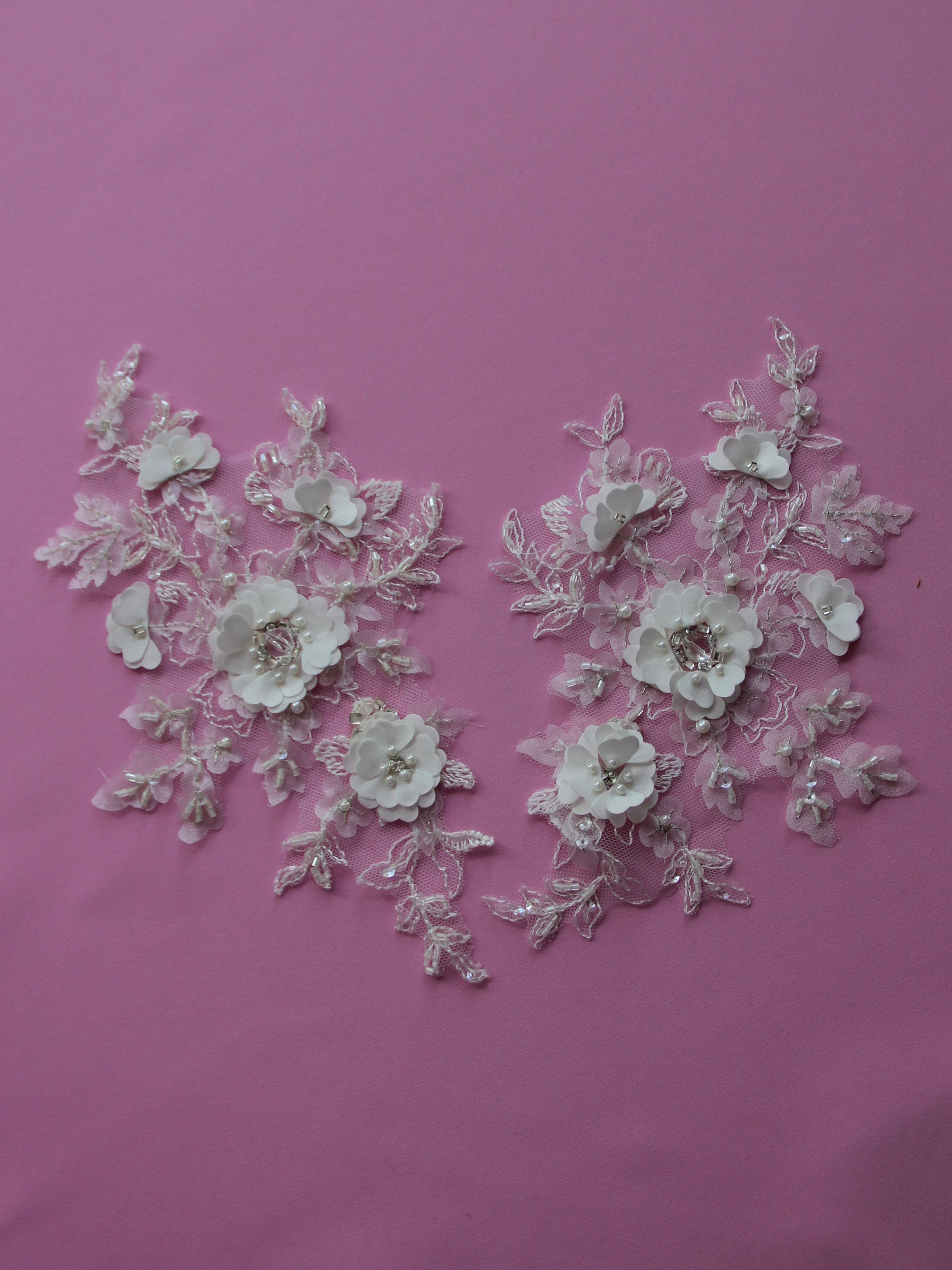 Ivory Beaded Flower Lace Appliques – Jacqueline