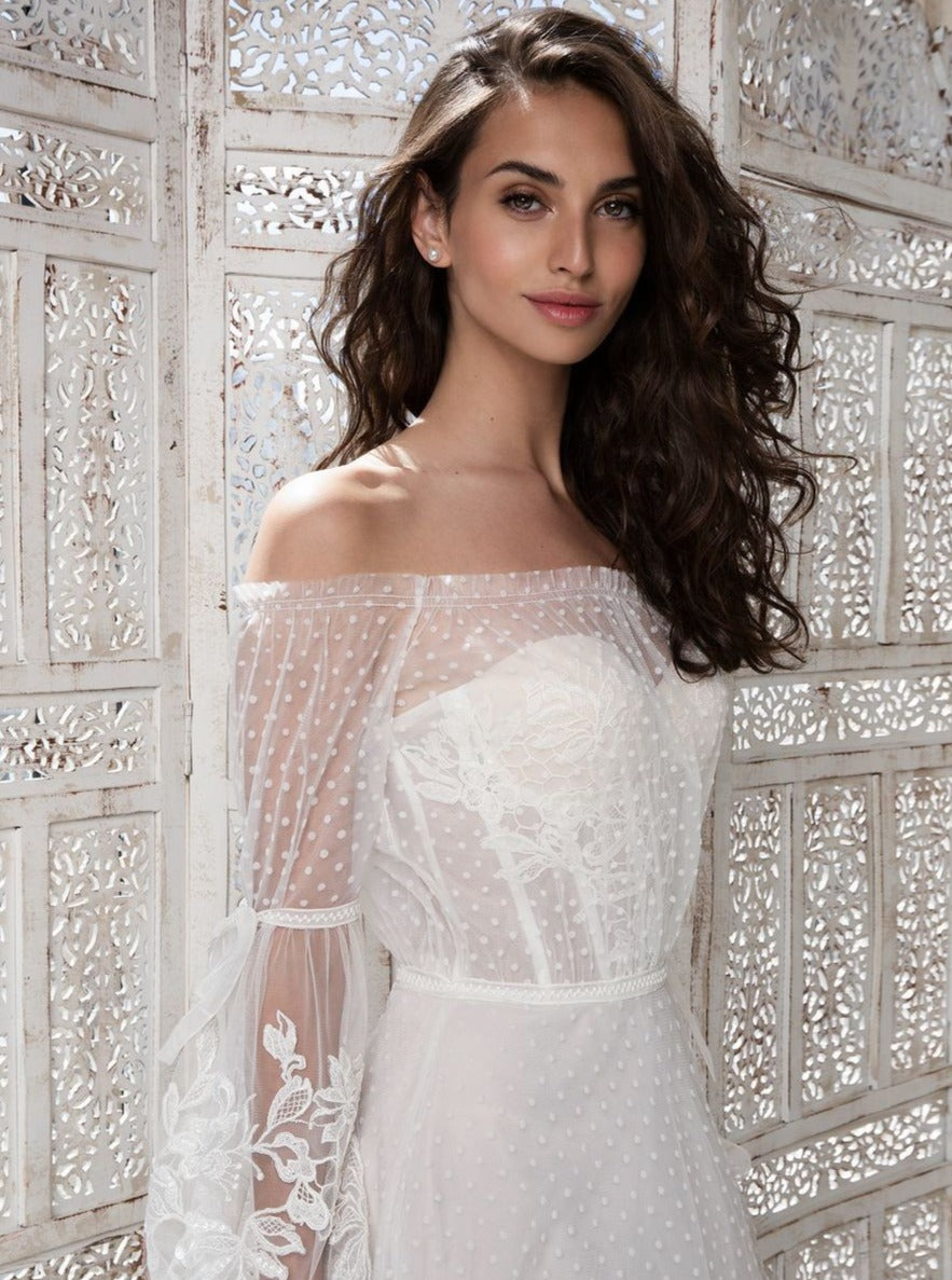 Ivory Embroidered Lattice Lace - Kiri