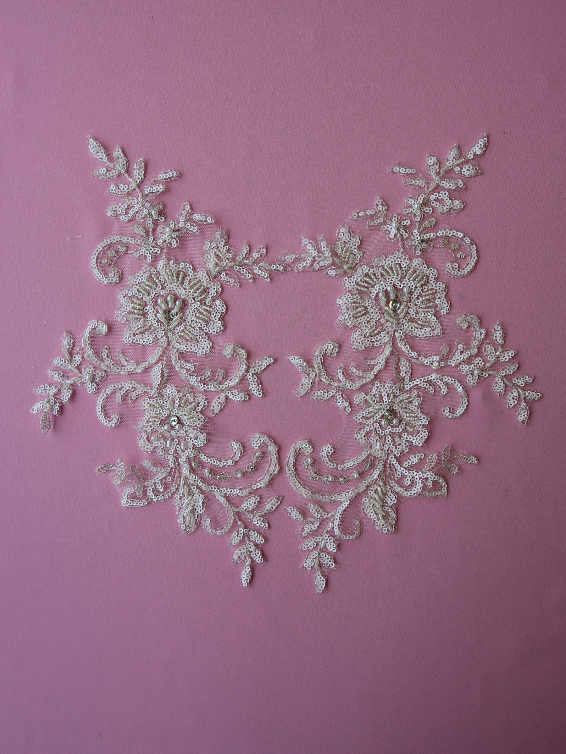 Ivory Sequinned Lace Appliques - Illinois